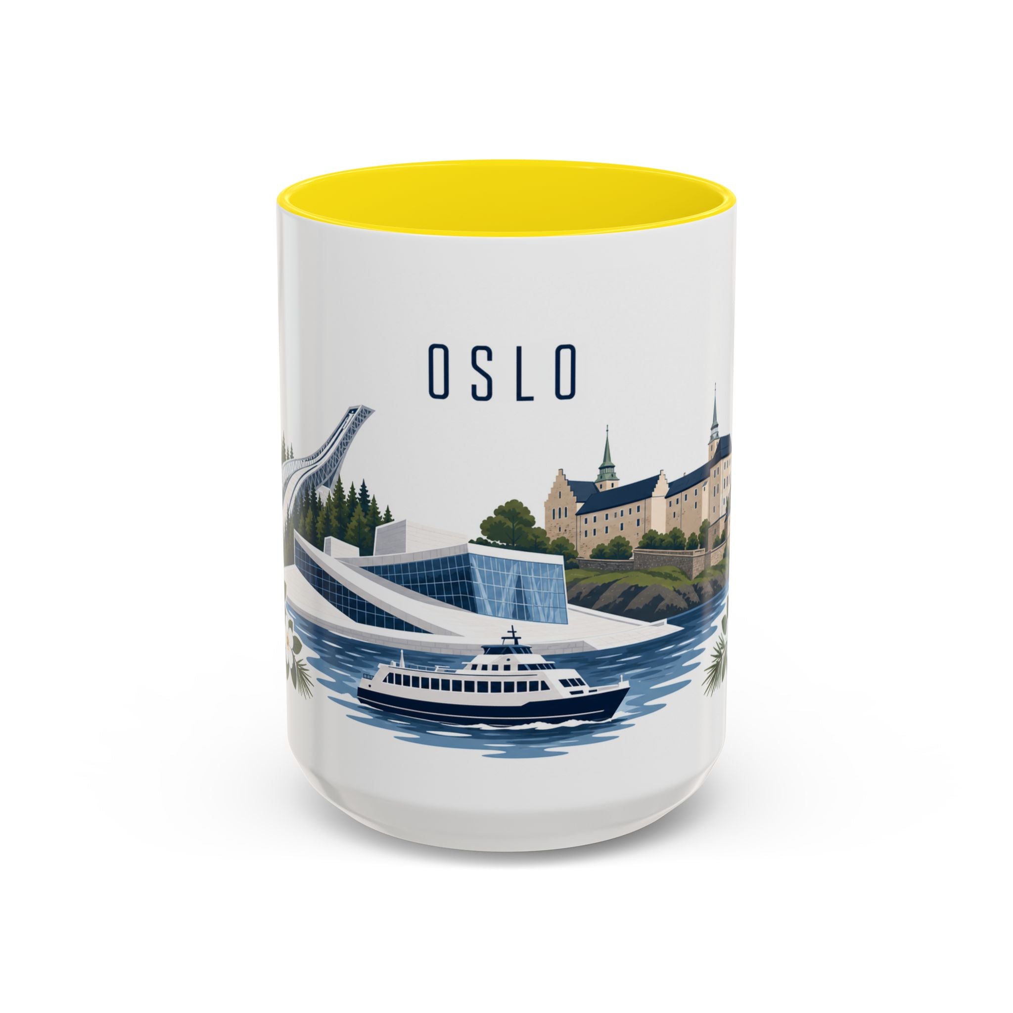 Oslo Coffee Mug | Norway Travel Souvenir | Porcelain Decal City Gift | 11oz 15oz Accent Mug
