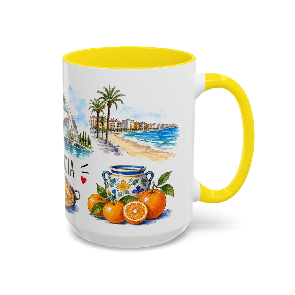 Valencia Illustrated Travel Mug | City Souvenir Accent Coffee Mug | 11oz 15oz Ceramic Cup