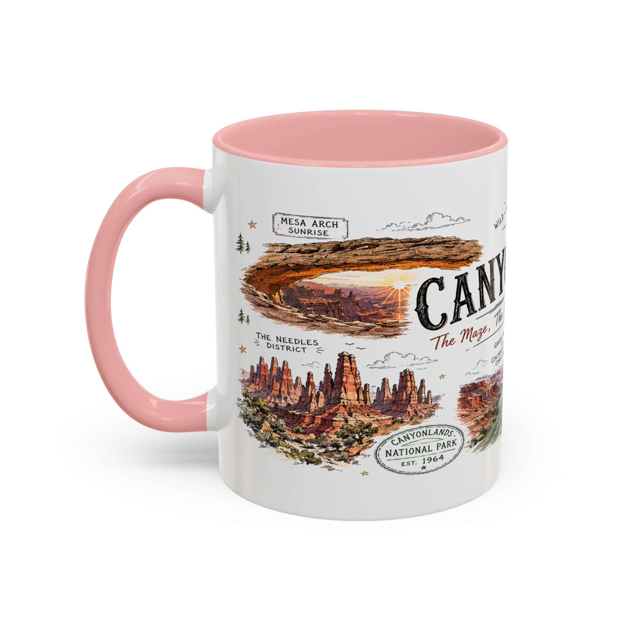 Canyonlands National Park Coffee Mug | Utah Red Rock Desert River Gift | Accent Color Ceramic 11oz 15oz