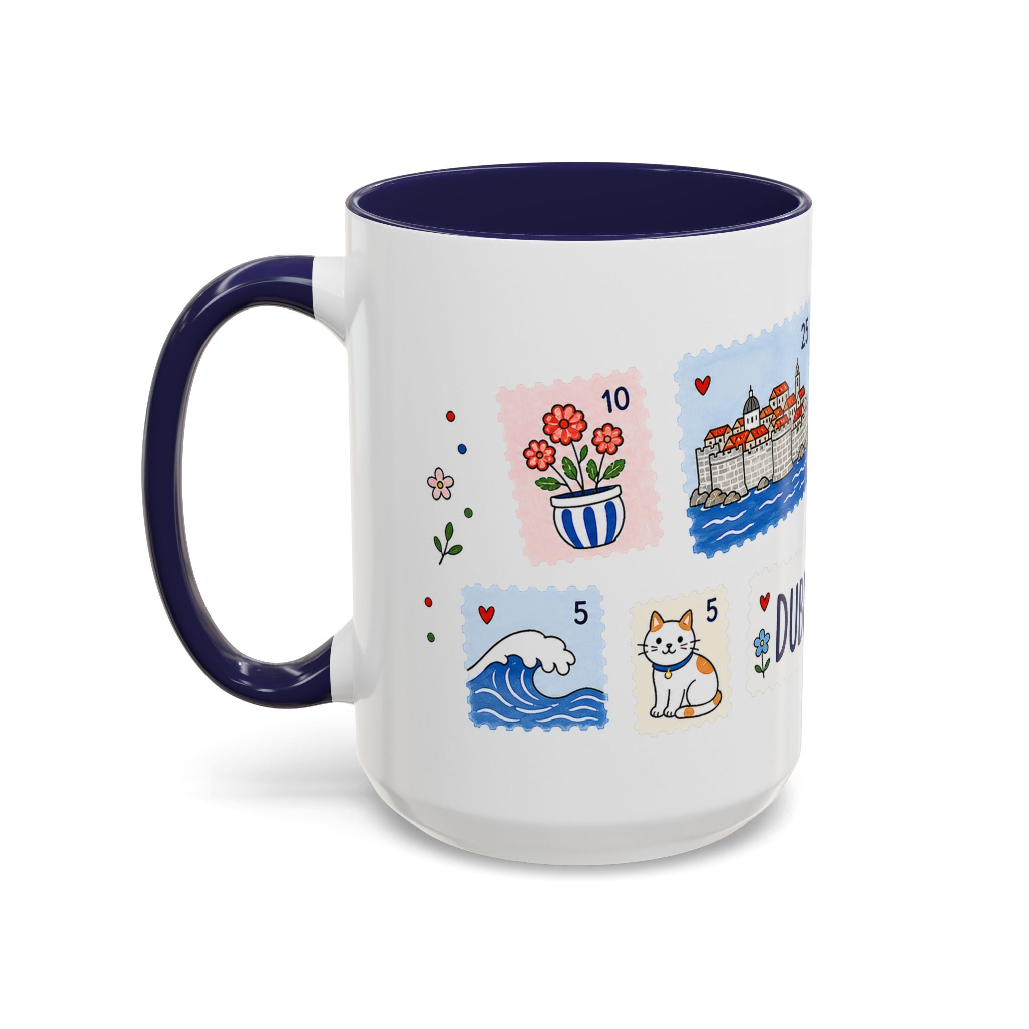 Dubrovnik Coffee Mug | Postage Stamp Collage Mug | Travel Souvenir Accent Cup 11oz 15oz