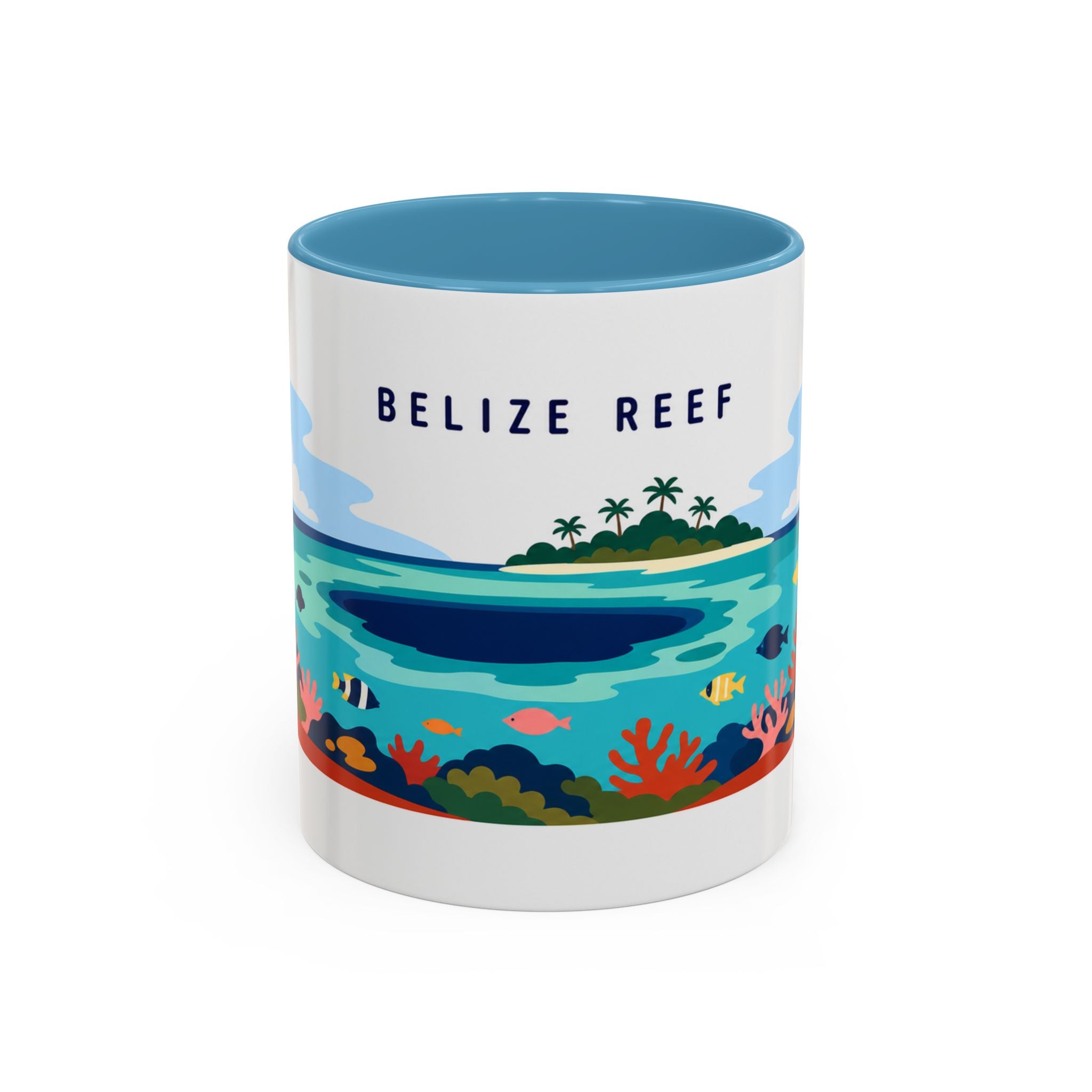 Belize Reef Coffee Mug | Travel Destination Souvenir Gift | Accent Color Ceramic 11oz 15oz