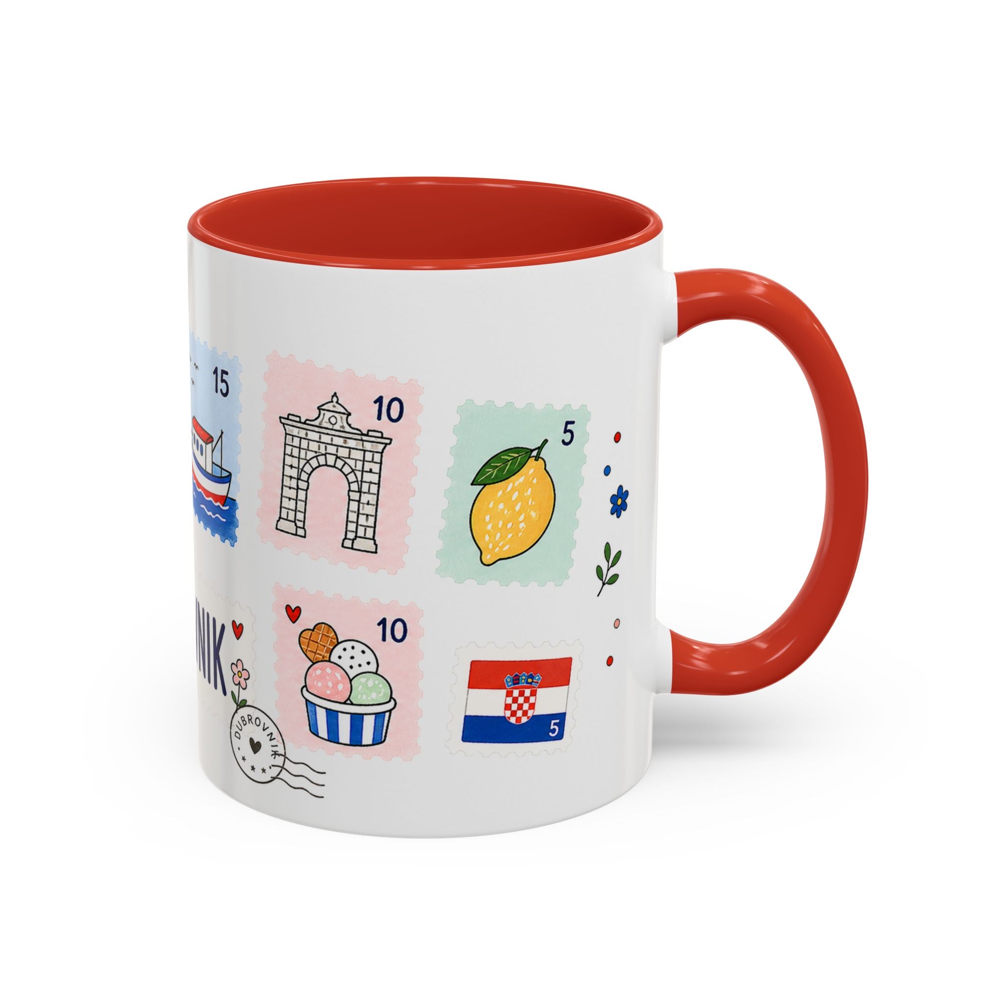 Dubrovnik Coffee Mug | Postage Stamp Collage Mug | Travel Souvenir Accent Cup 11oz 15oz
