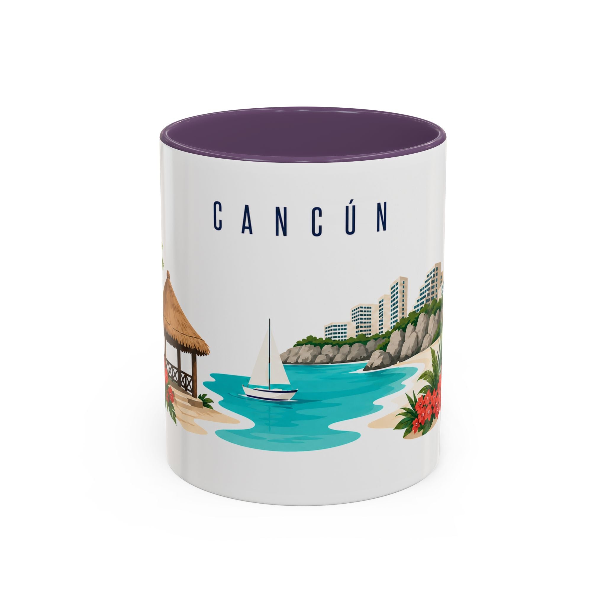 Cancún Coffee Mug | Mexico Travel Souvenir | Porcelain Decal City Gift | 11oz 15oz Accent Mug