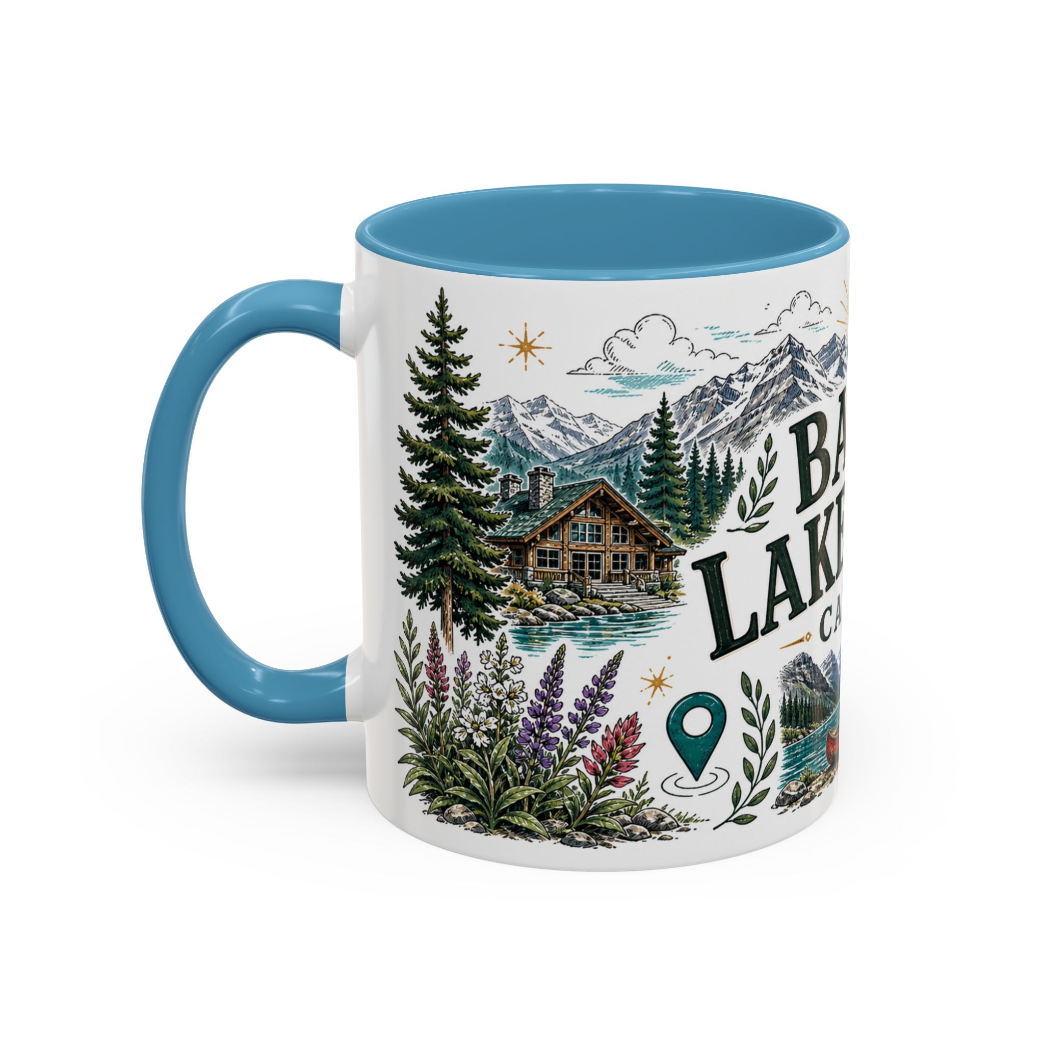 Banff Lake Louise Coffee Mug | Travel Destination Souvenir Gift | Accent Color Ceramic 11oz 15oz