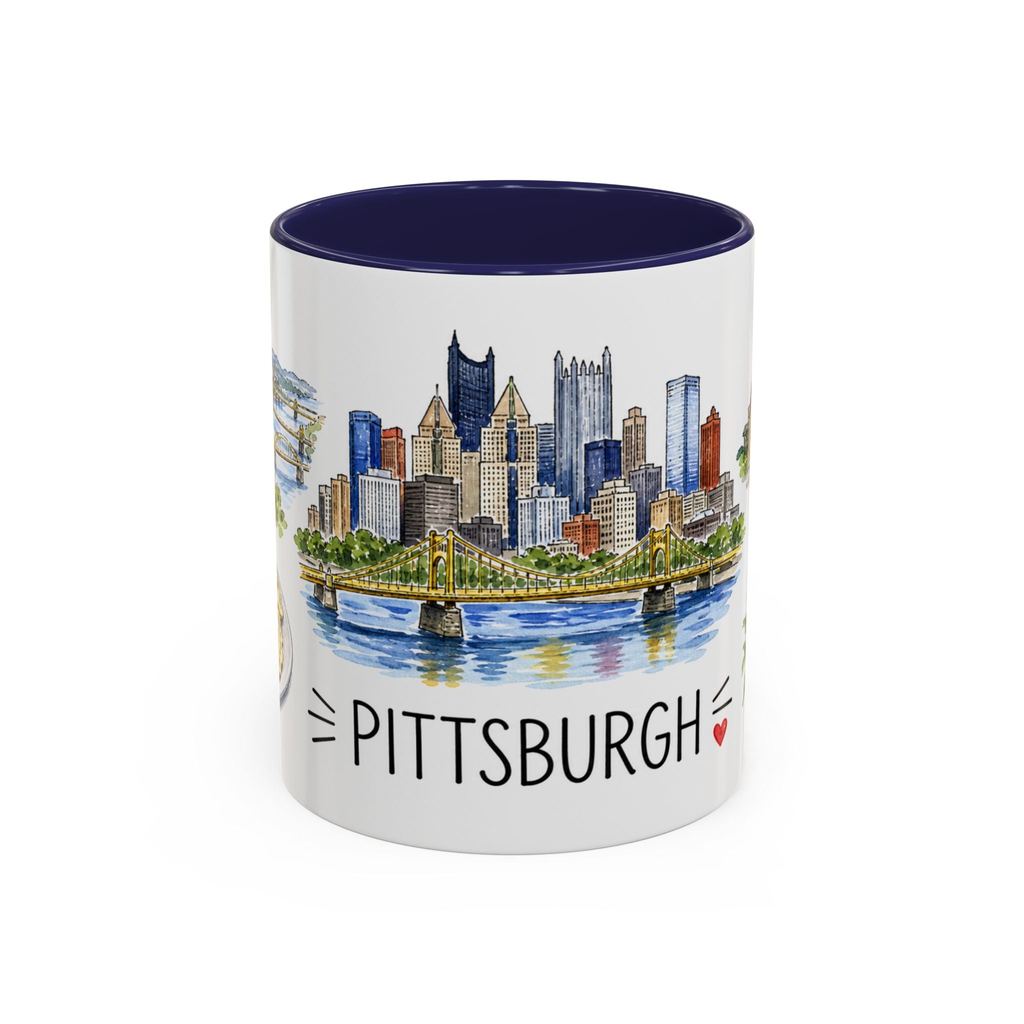 Pittsburgh Illustrated Travel Mug | City Souvenir Accent Coffee Mug | 11oz 15oz Ceramic Cup