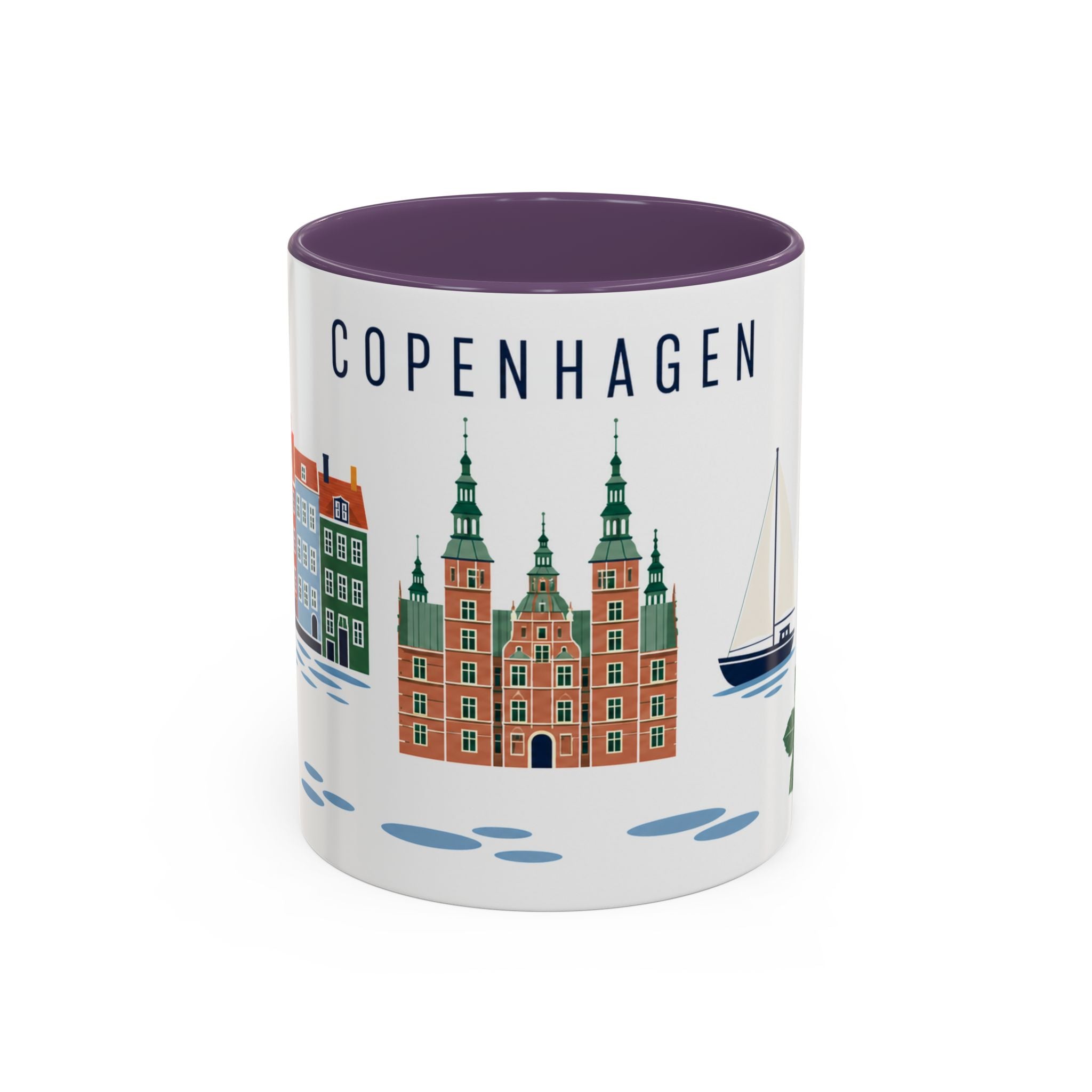 Copenhagen Coffee Mug | Denmark Travel Souvenir | Porcelain Decal City Gift | 11oz 15oz Accent Mug