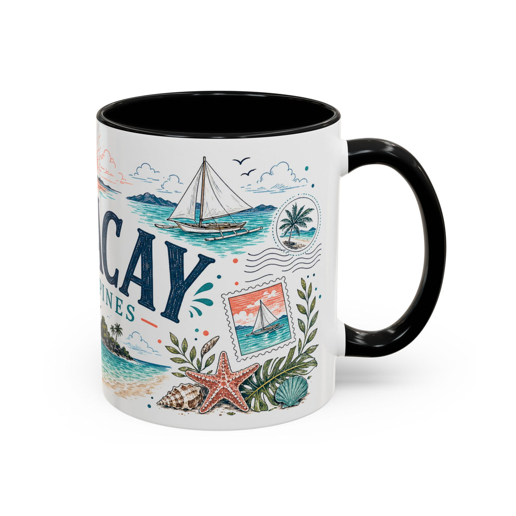 Boracay Coffee Mug | Travel Destination Souvenir Gift | Accent Color Ceramic 11oz 15oz