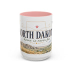 North Dakota State Map Mug | Prairie Rose Botanical Accent Coffee Cup