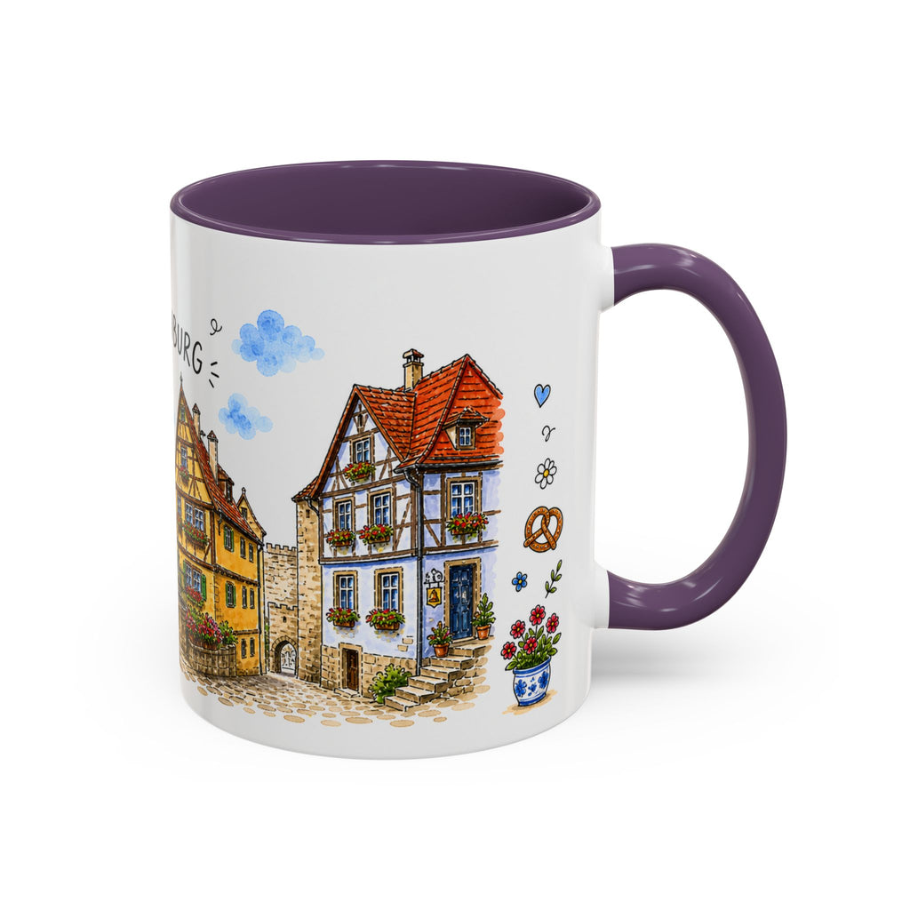 Rothenburg Illustrated Travel Mug | Germany Souvenir Accent Coffee Mug | 11oz 15oz Ceramic Cup
