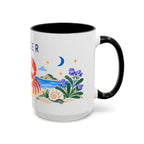 Cancer Zodiac Coffee Mug | Crab and Coastal Design | Astrology Birthday Gift | 11 oz 15 oz Ceramic Accent Mug