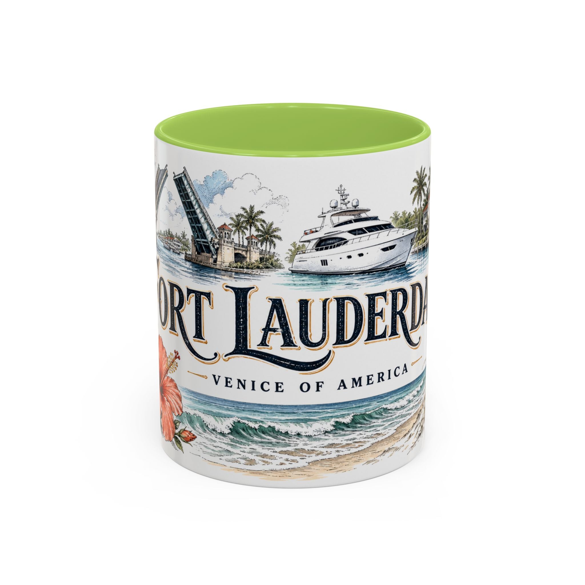 Fort Lauderdale Coffee Mug | United States Travel Souvenir | Vintage Illustrated City Gift | 11 oz 15 oz Accent Mug