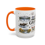 Grand Teton Coffee Mug | National Park Hiking Wyoming Gift | Accent Color Ceramic 11oz 15oz