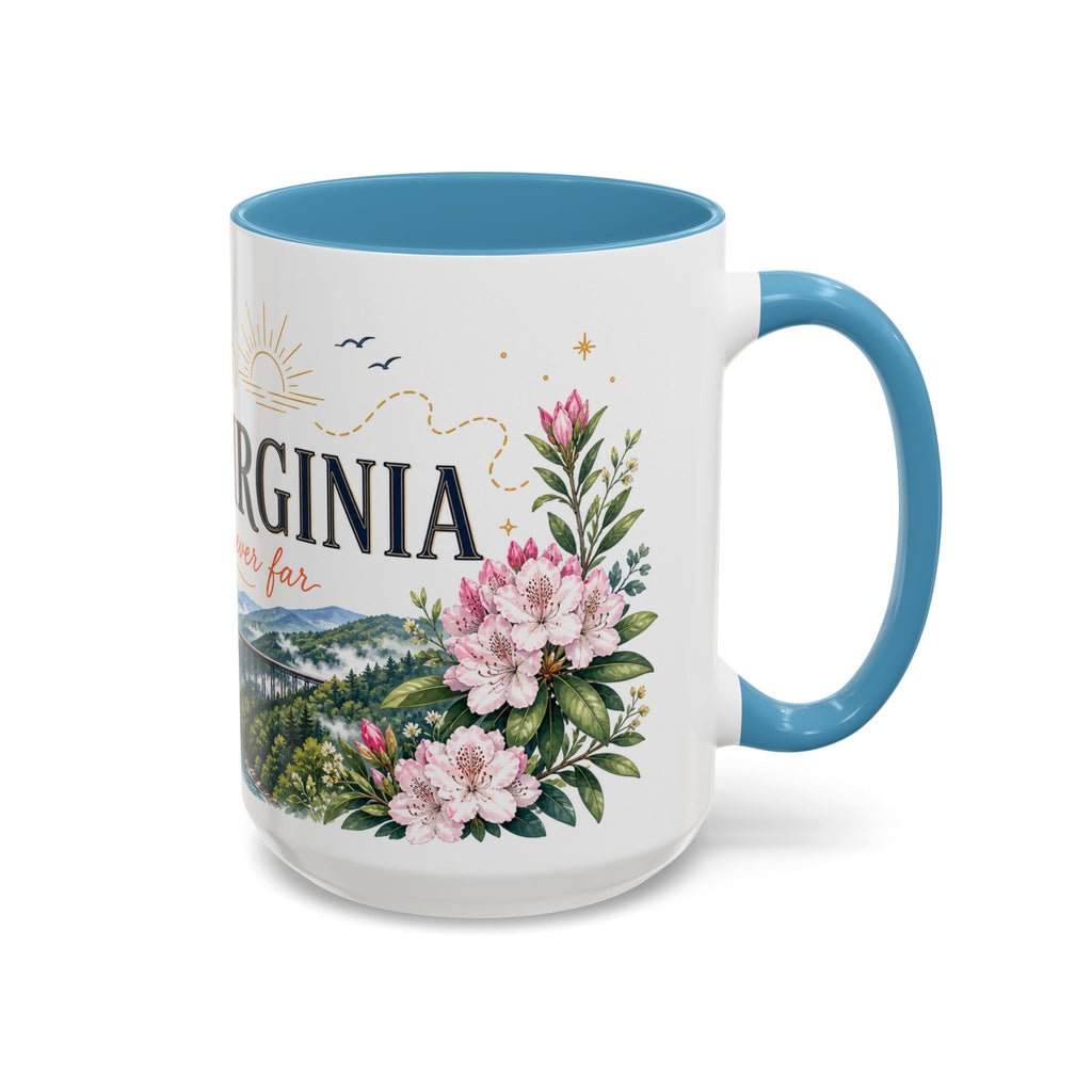 West Virginia State Map Mug | Appalachian Bridge, Rhododendron Accent Coffee Cup