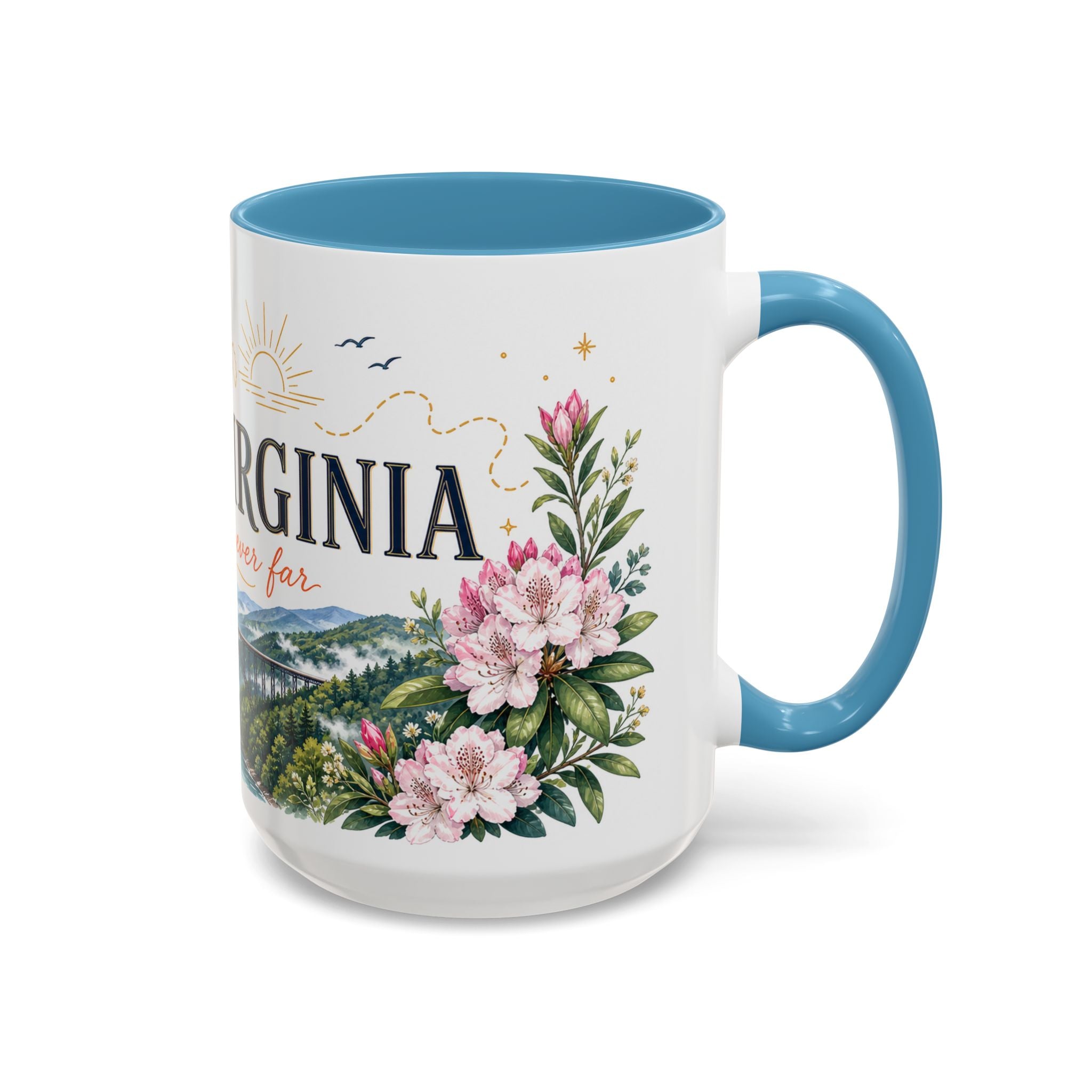 West Virginia State Map Mug | Appalachian Bridge, Rhododendron Accent Coffee Cup