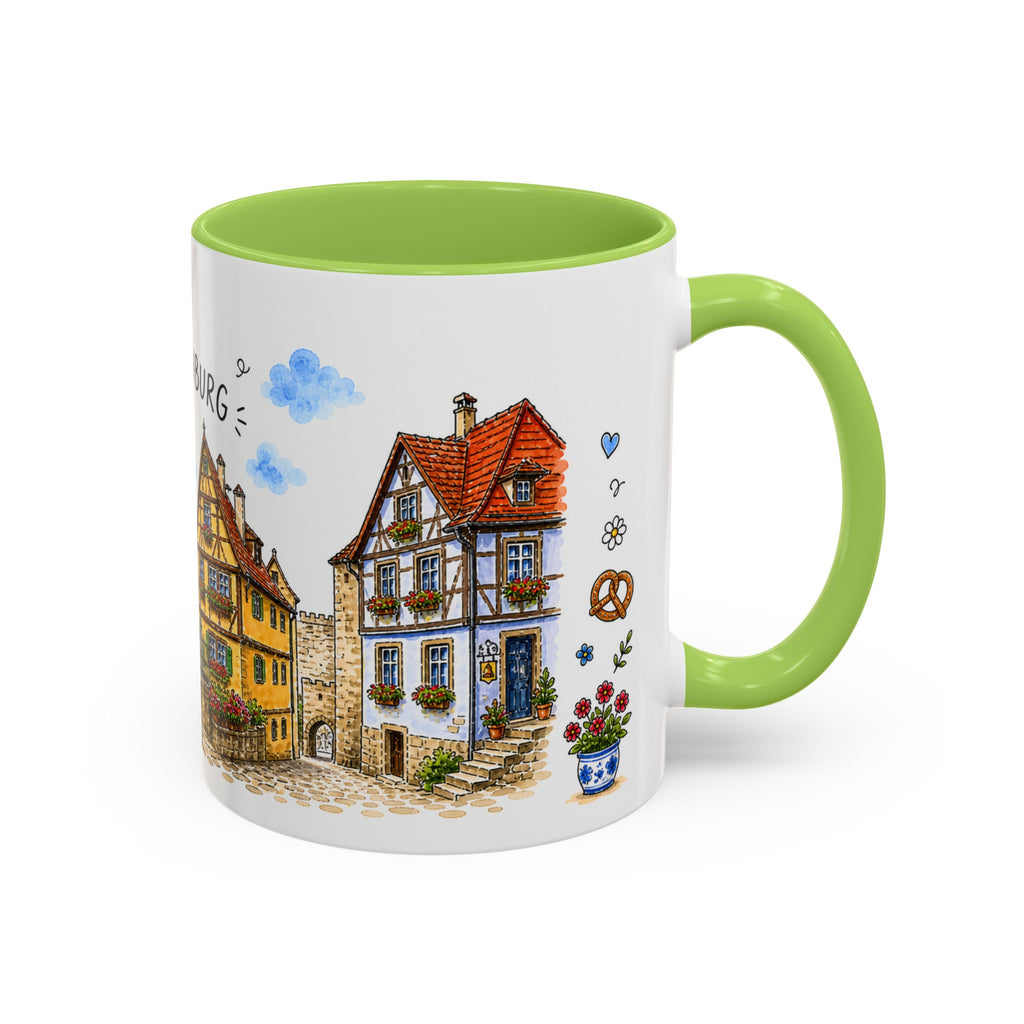 Rothenburg Illustrated Travel Mug | Germany Souvenir Accent Coffee Mug | 11oz 15oz Ceramic Cup