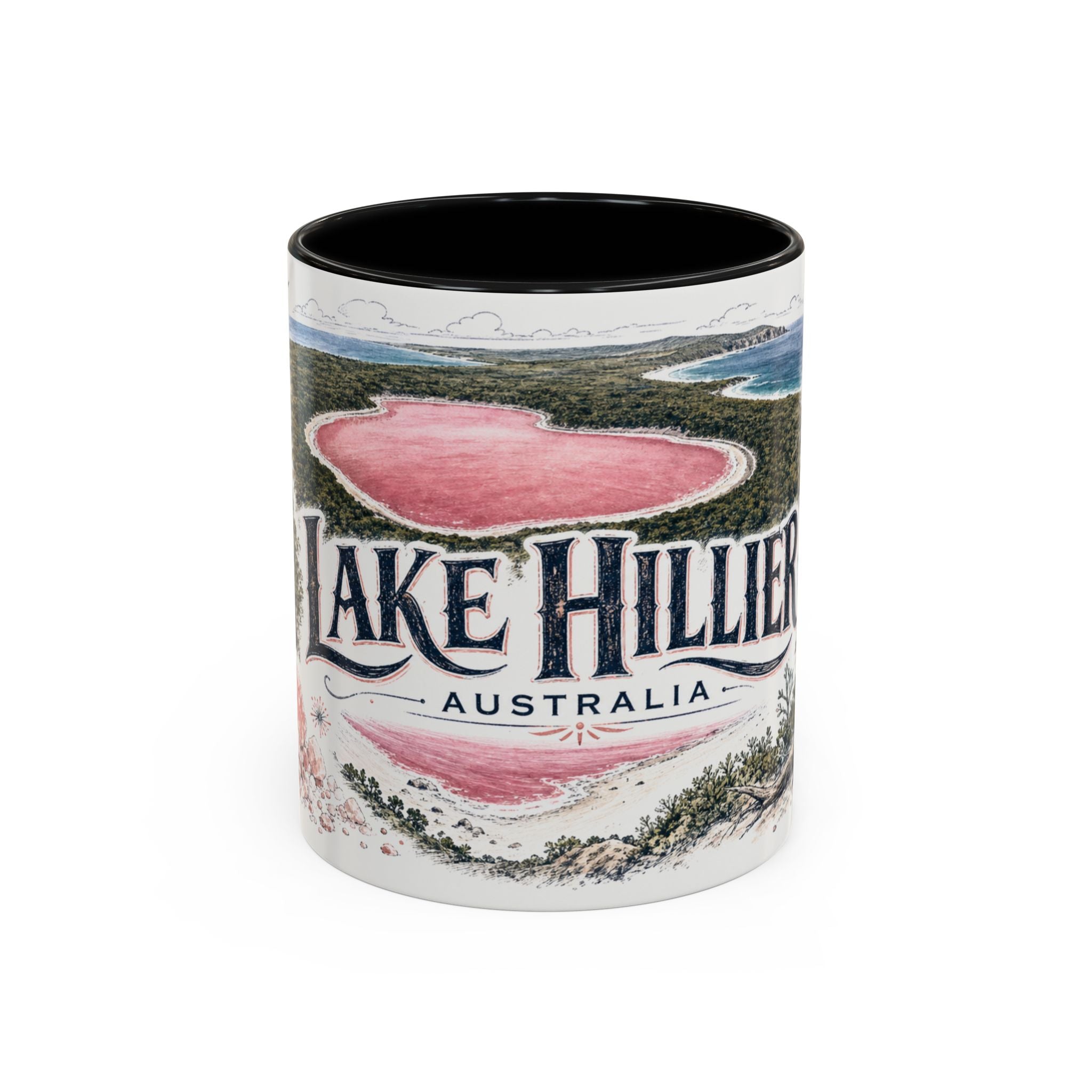 Lake Hillier Mug, Australia Travel Souvenir, Bucket List Gift, Accent Ceramic Coffee Mug 11oz 15oz