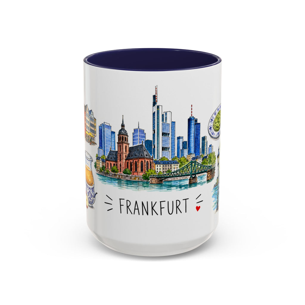 Frankfurt Illustrated Travel Mug | City Souvenir Accent Coffee Mug | 11oz 15oz Ceramic Cup