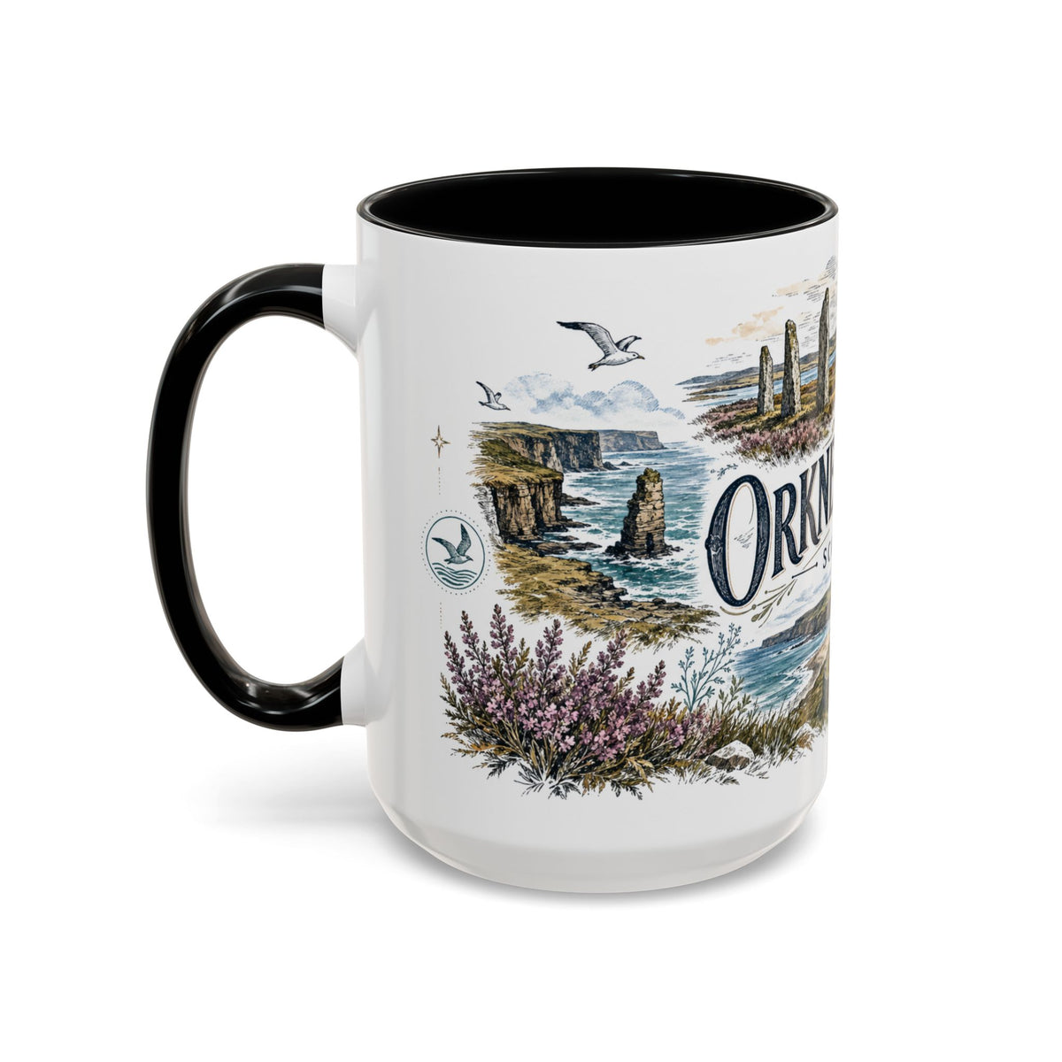 Orkney Islands Mug, Scotland Travel Souvenir, Bucket List Gift, Accent Ceramic Coffee Mug 11oz 15oz