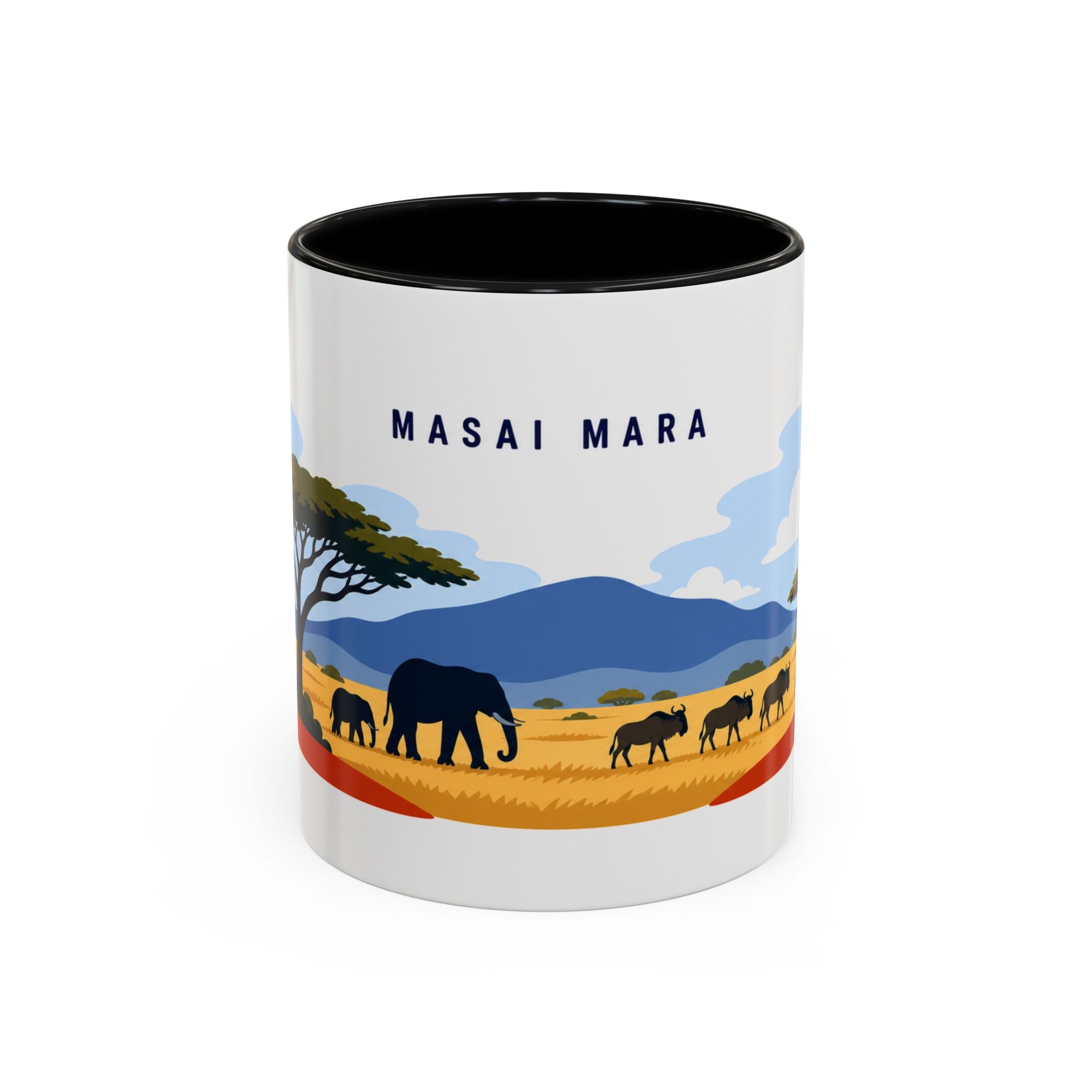 Masai Mara Coffee Mug | Travel Destination Souvenir Gift | Accent Color Ceramic 11oz 15oz