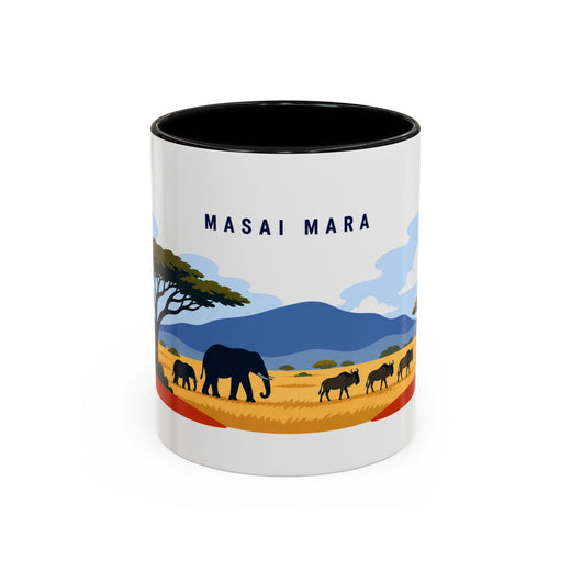 Masai Mara Coffee Mug | Travel Destination Souvenir Gift | Accent Color Ceramic 11oz 15oz