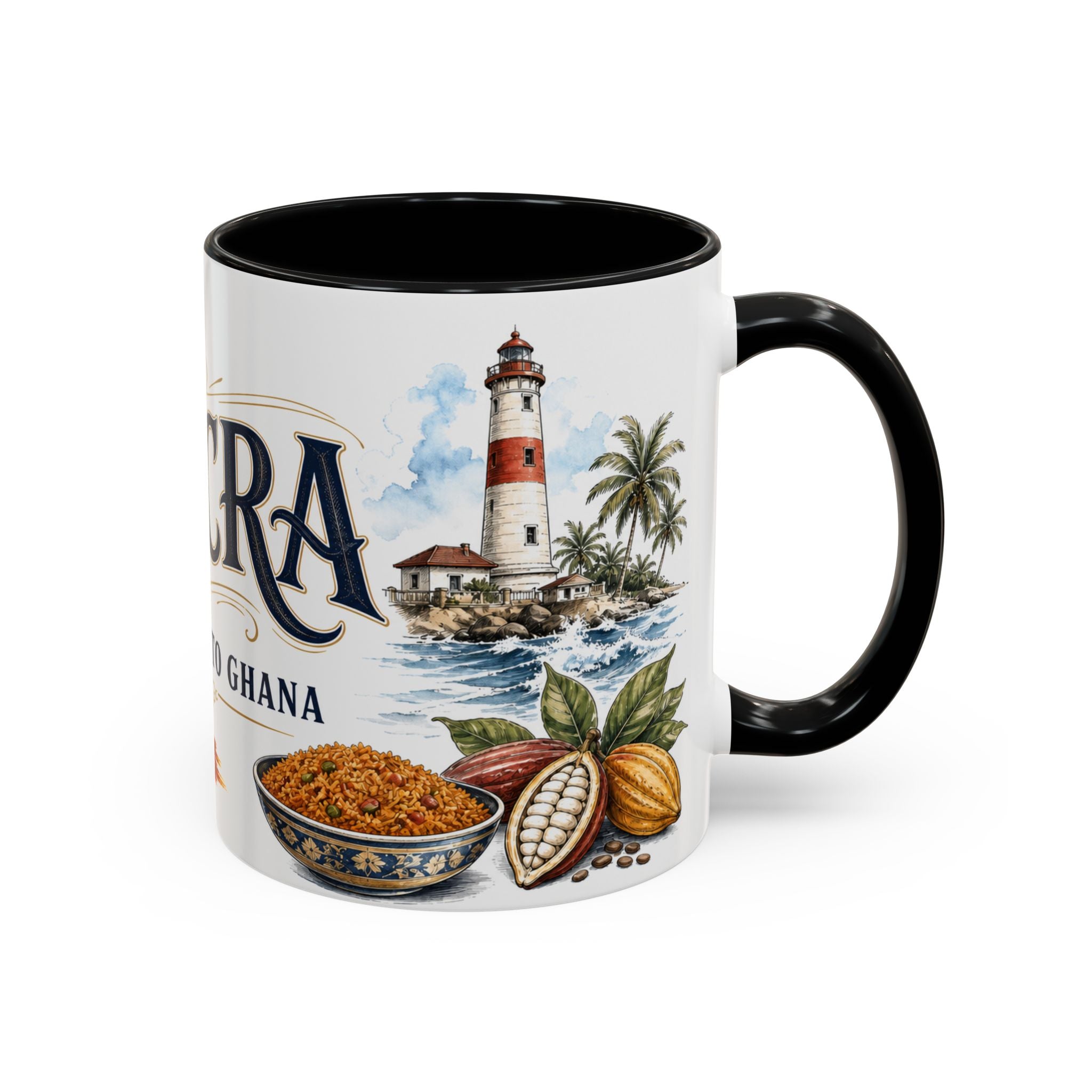 Accra Coffee Mug | Ghana Travel Souvenir | Vintage Illustrated City Gift | 11 oz 15 oz Accent Mug