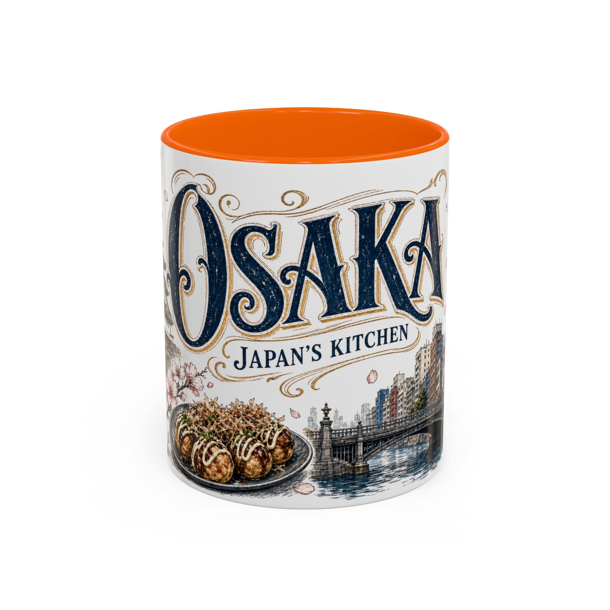 Osaka Coffee Mug | Japan Travel Souvenir | Vintage Illustrated City Gift | 11 oz 15 oz Accent Mug
