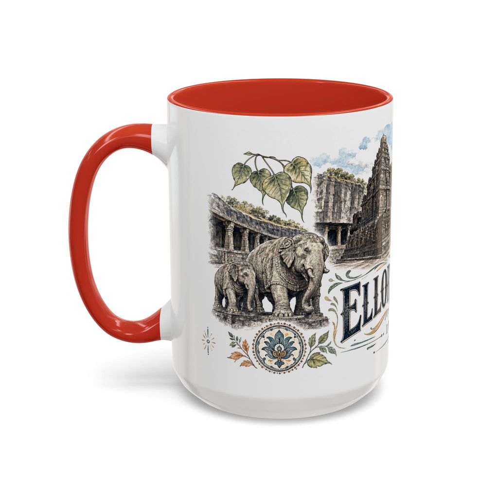 Ellora Caves Mug, India Travel Souvenir, Bucket List Gift, Accent Ceramic Coffee Mug 11oz 15oz