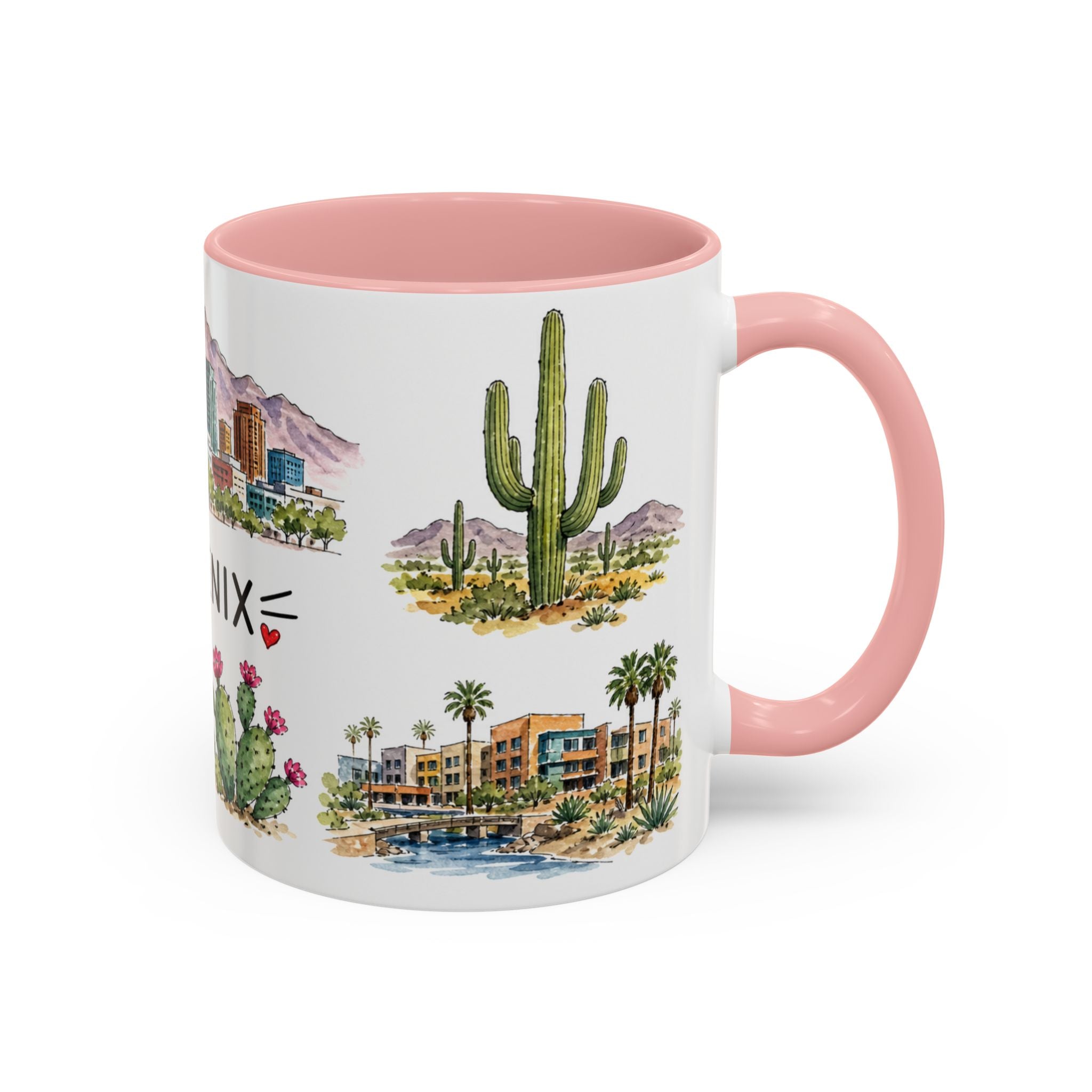 Phoenix Illustrated Travel Mug | City Souvenir Accent Coffee Mug | 11oz 15oz Ceramic Cup