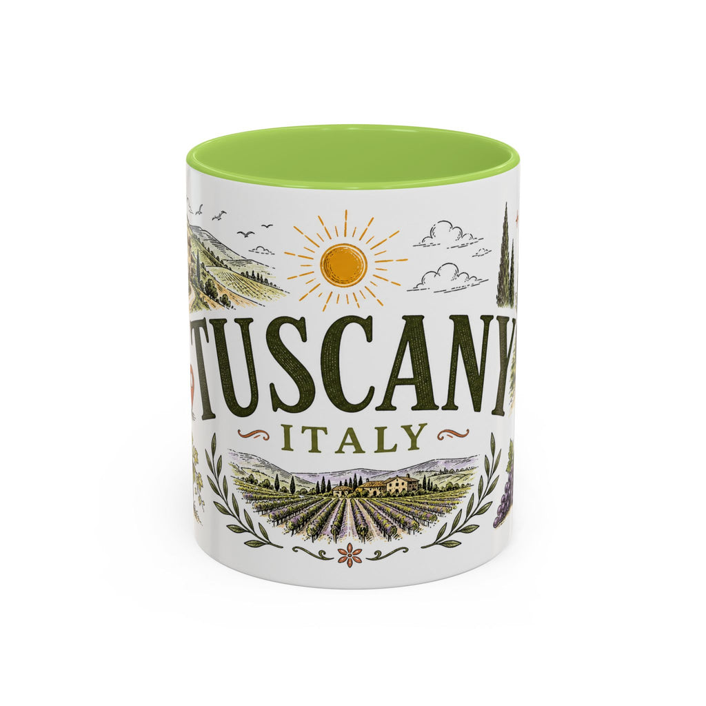 Tuscany Coffee Mug | Travel Destination Souvenir Gift | Accent Color Ceramic 11oz 15oz