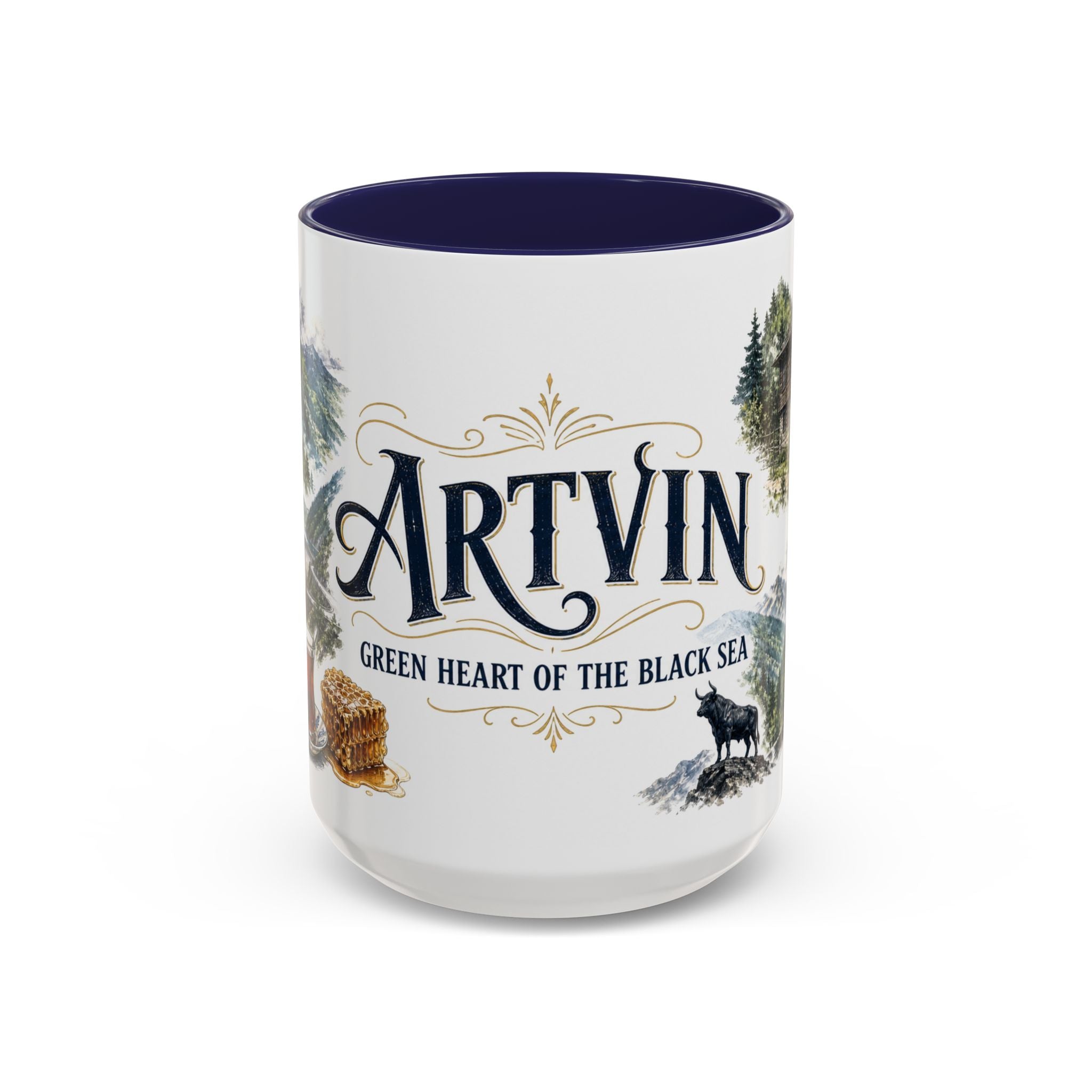 Artvin Coffee Mug | Turkey Travel Souvenir | Vintage Illustrated City Gift | 11 oz 15 oz Accent Mug