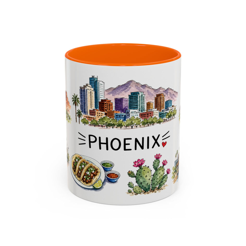 Phoenix Illustrated Travel Mug | City Souvenir Accent Coffee Mug | 11oz 15oz Ceramic Cup