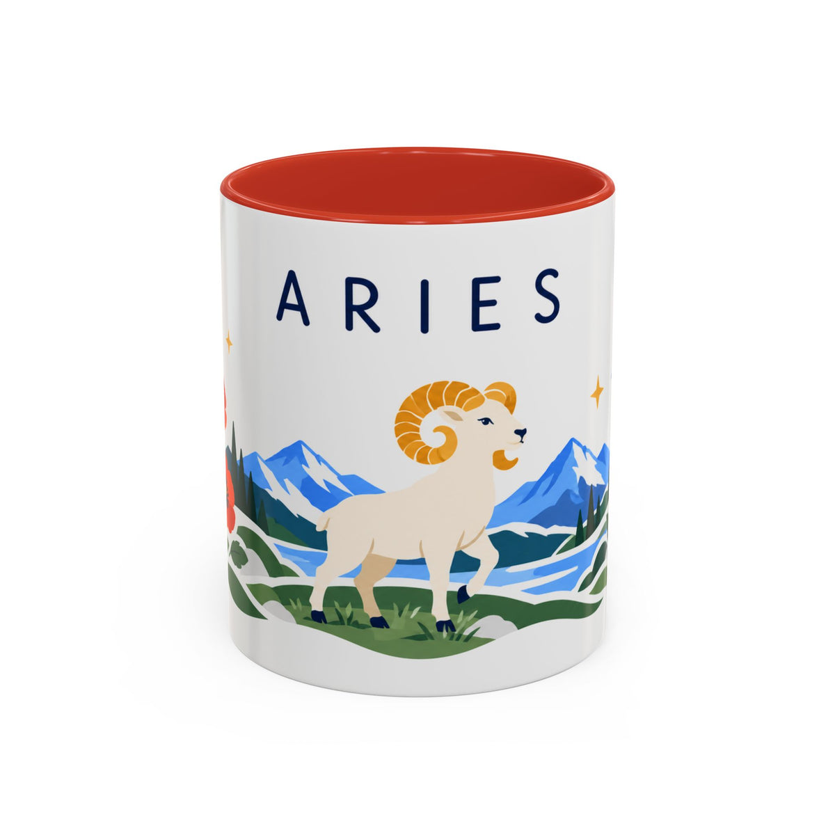 Aries Zodiac Coffee Mug | Ram and Floral Design | Astrology Birthday Gift | 11 oz 15 oz Ceramic Accent Mug