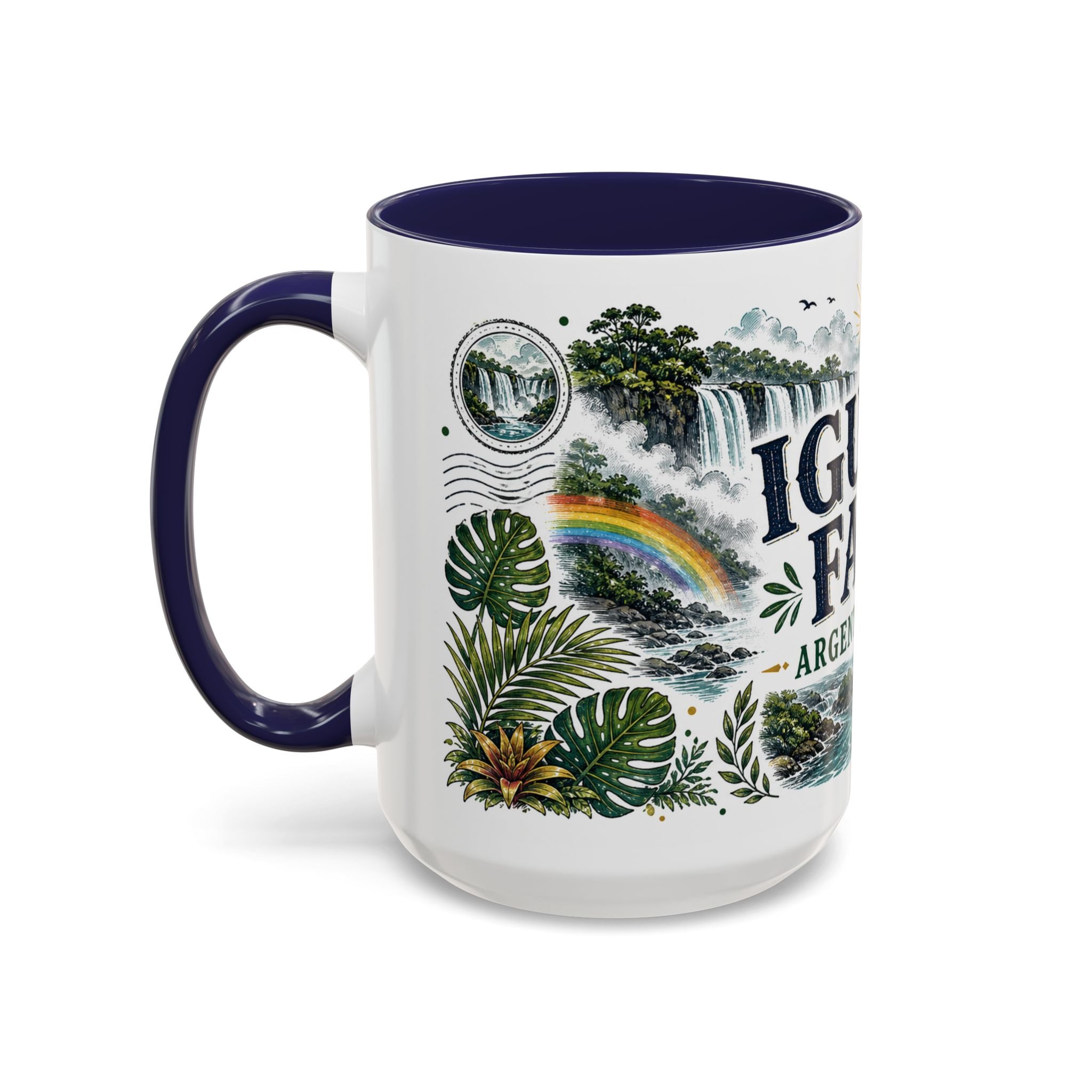 Iguazu Falls Coffee Mug | Travel Destination Souvenir Gift | Accent Color Ceramic 11oz 15oz