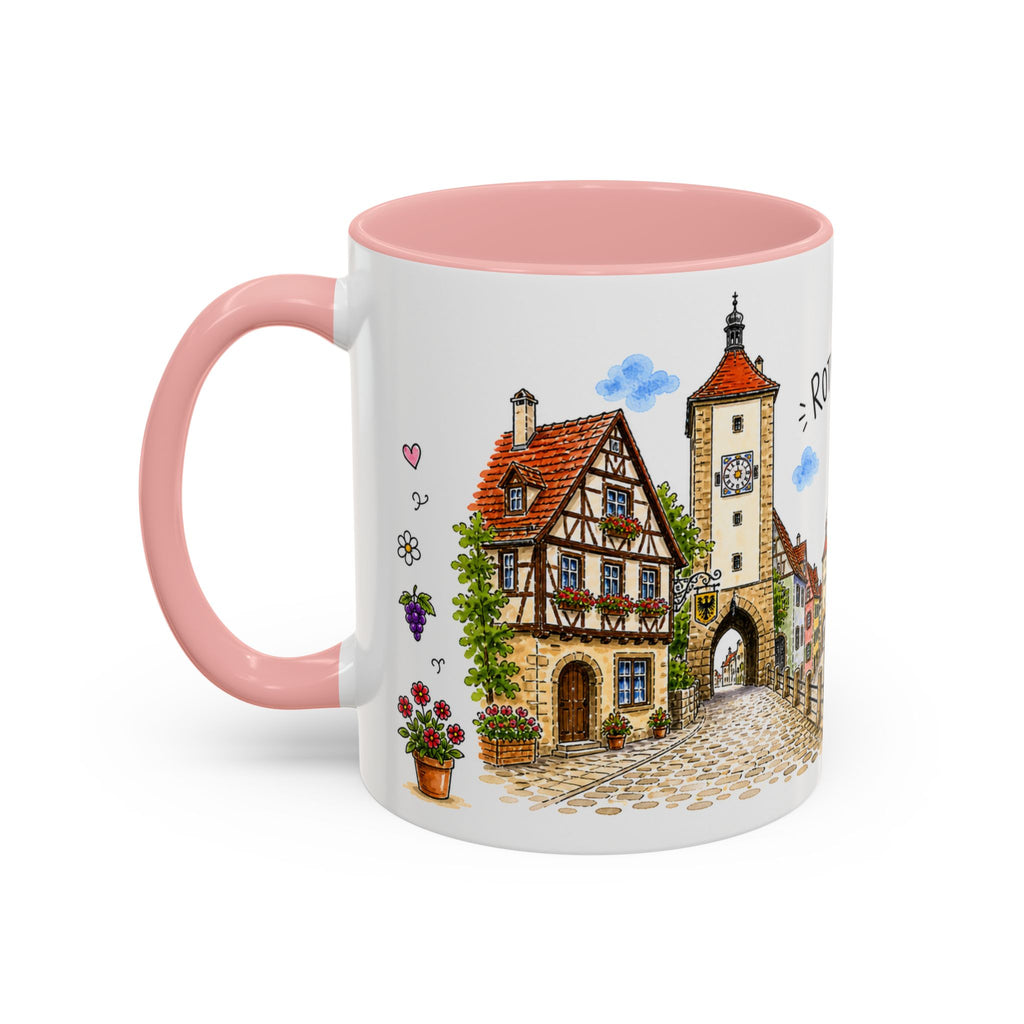 Rothenburg Illustrated Travel Mug | Germany Souvenir Accent Coffee Mug | 11oz 15oz Ceramic Cup