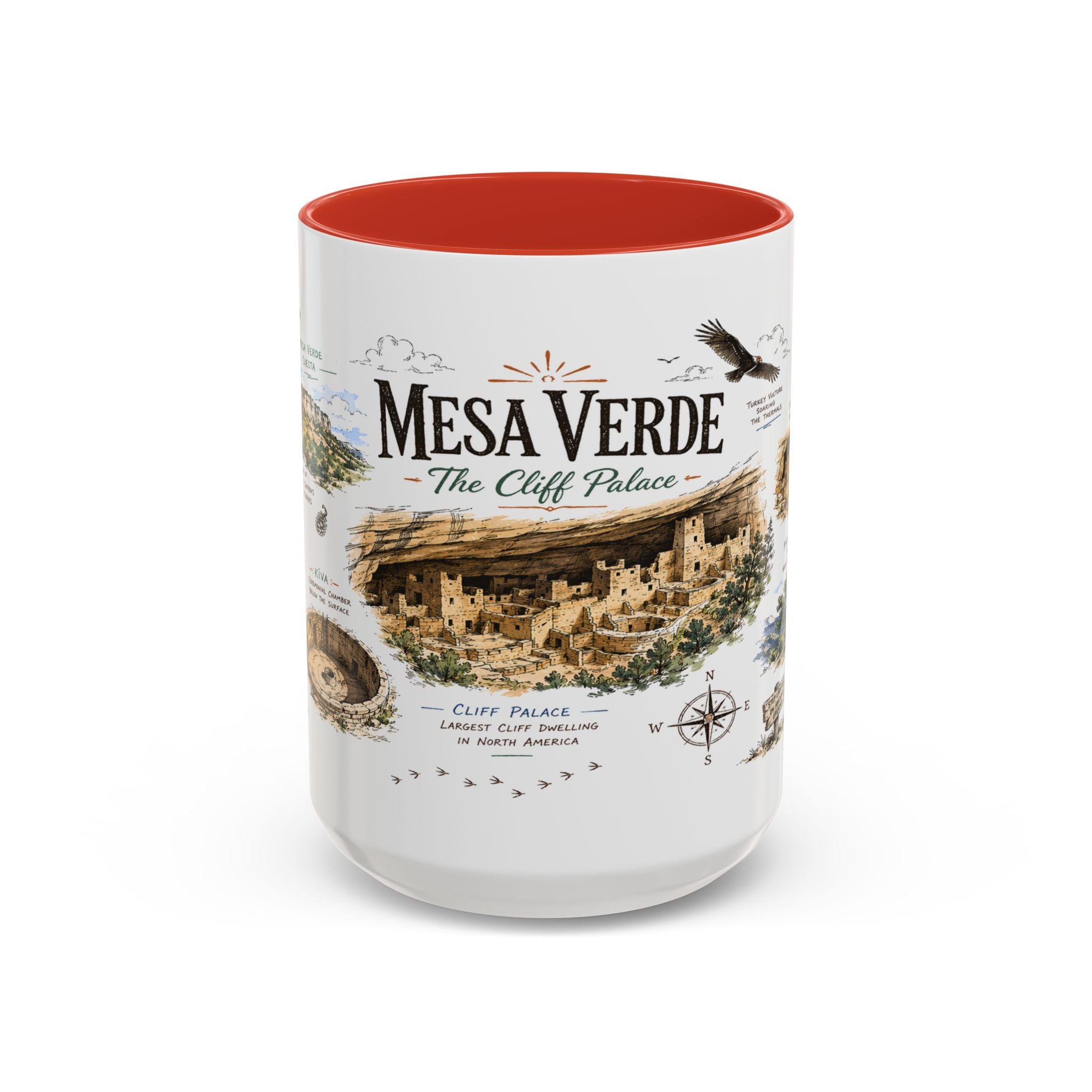 Mesa Verde National Park Coffee Mug | Colorado Ancient Cliff Dwellings Gift | Accent Color Ceramic 11oz 15oz