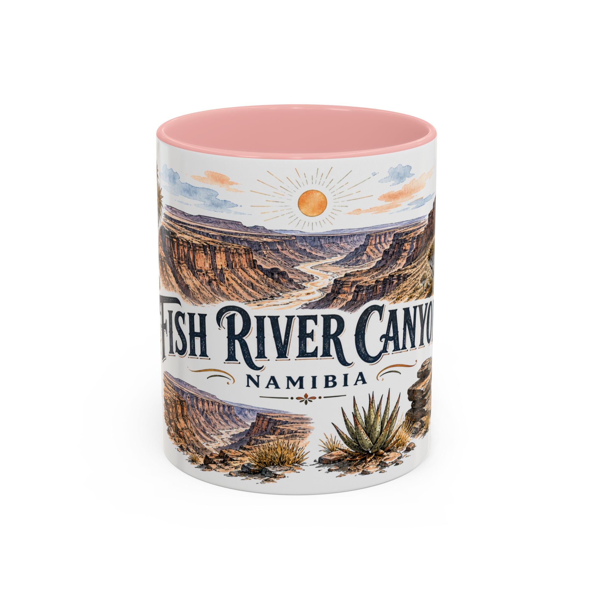 Fish River Canyon Mug, Namibia Travel Souvenir, Bucket List Gift, Accent Ceramic Coffee Mug 11oz 15oz