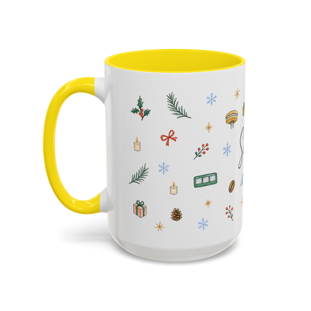 Seattle Christmas Mug | Watercolor Travel Souvenir | Holiday Gift | Accent Ceramic Coffee Cup 11oz 15oz