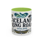 Iceland Ring Road Coffee Mug | Travel Destination Souvenir Gift | Accent Color Ceramic 11oz 15oz