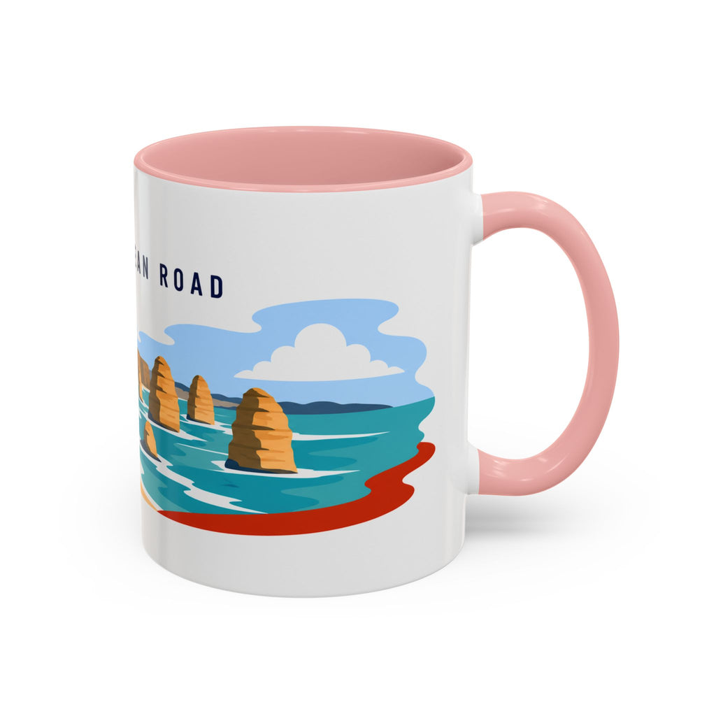 Great Ocean Road Coffee Mug | Travel Destination Souvenir Gift | Accent Color Ceramic 11oz 15oz