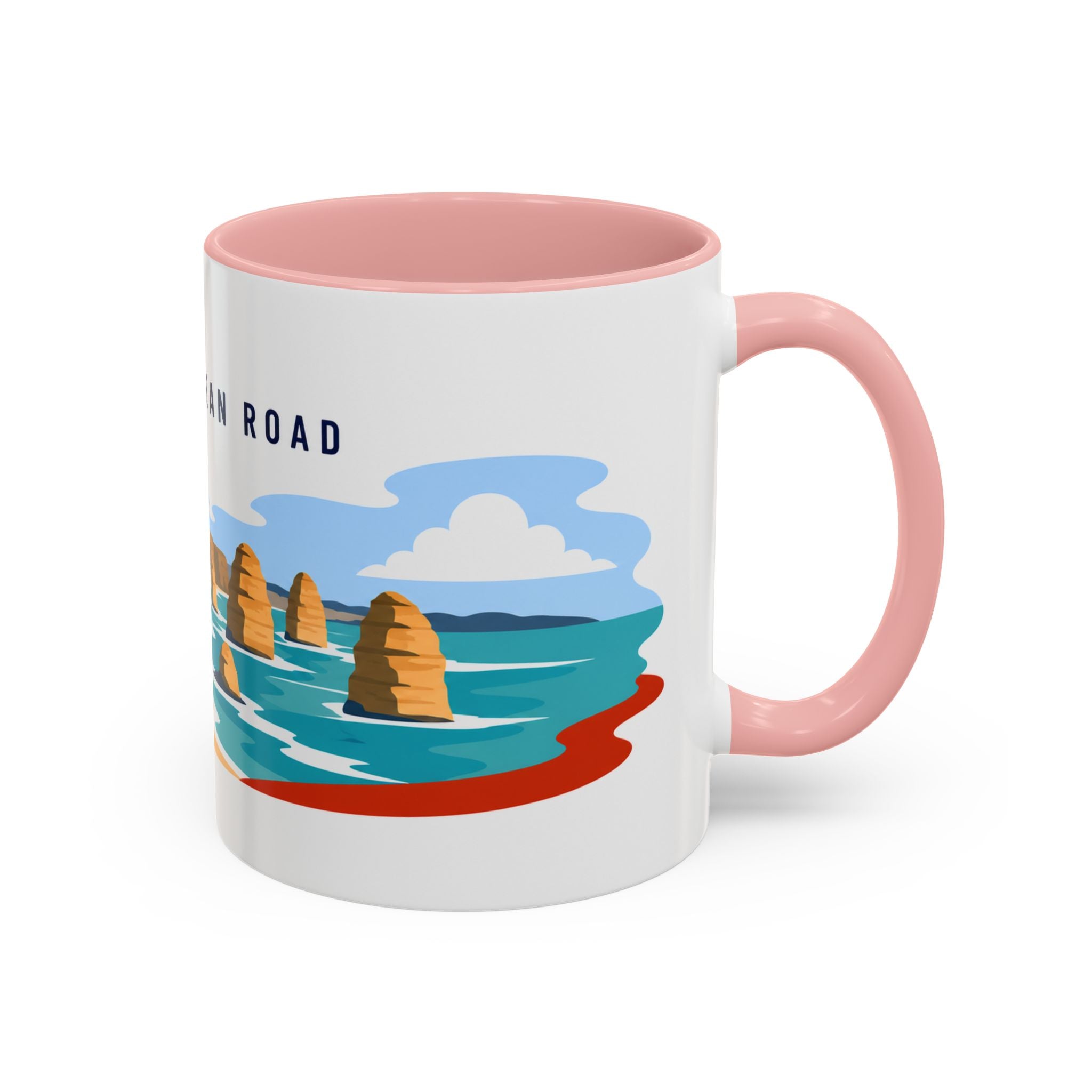 Great Ocean Road Coffee Mug | Travel Destination Souvenir Gift | Accent Color Ceramic 11oz 15oz