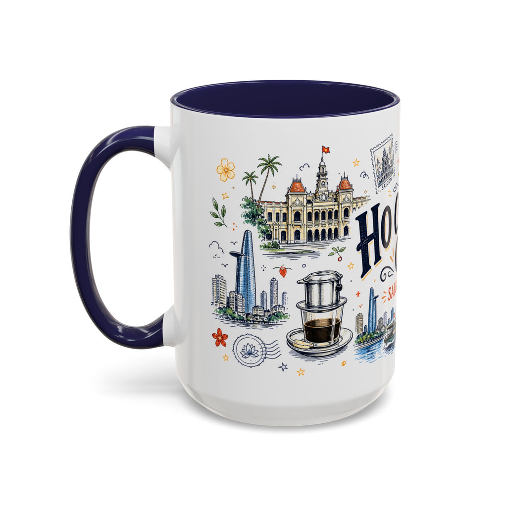 Ho Chi Minh City Coffee Mug | Vietnam Souvenir Travel Gift | Accent Color Ceramic 11oz 15oz