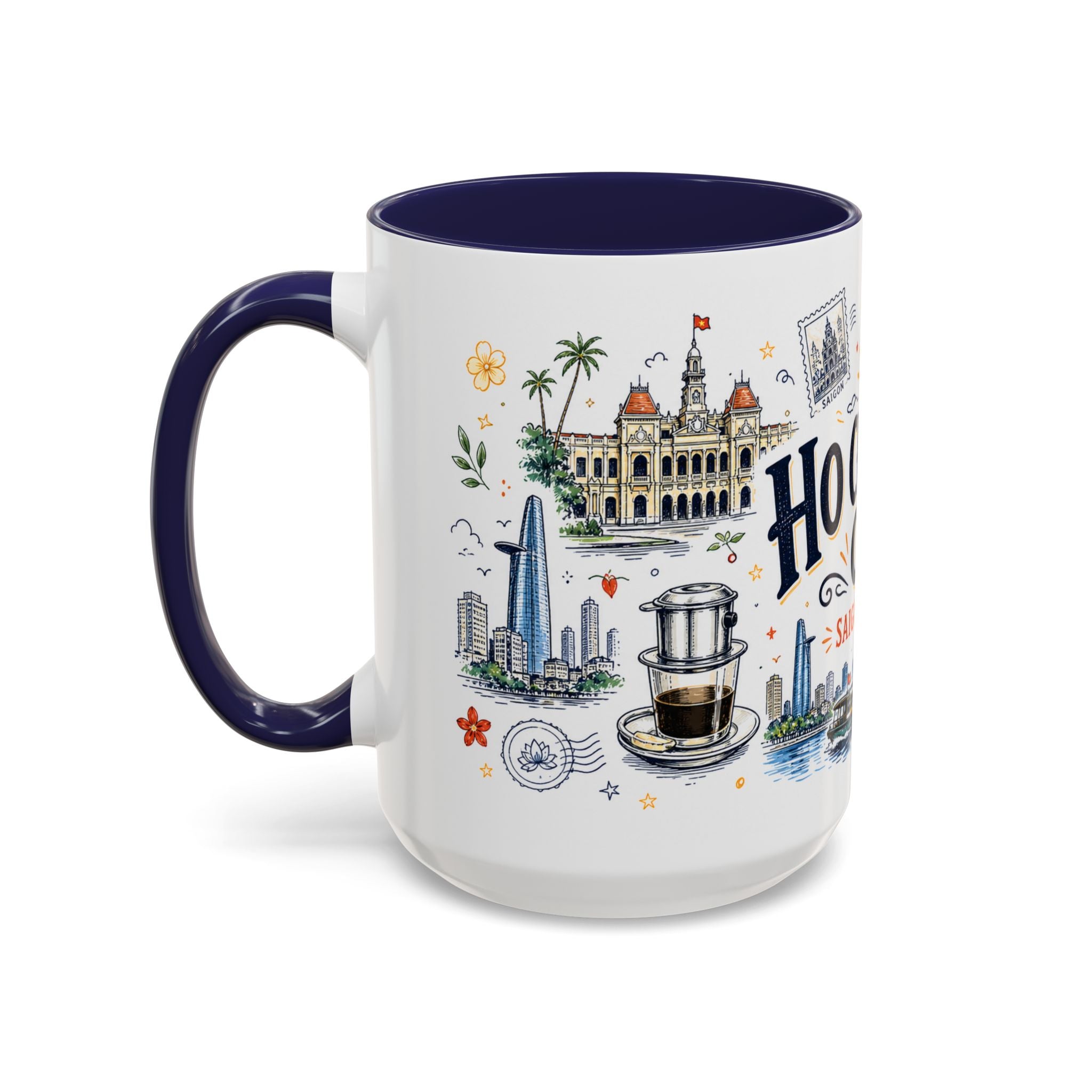 Ho Chi Minh City Coffee Mug | Vietnam Souvenir Travel Gift | Accent Color Ceramic 11oz 15oz