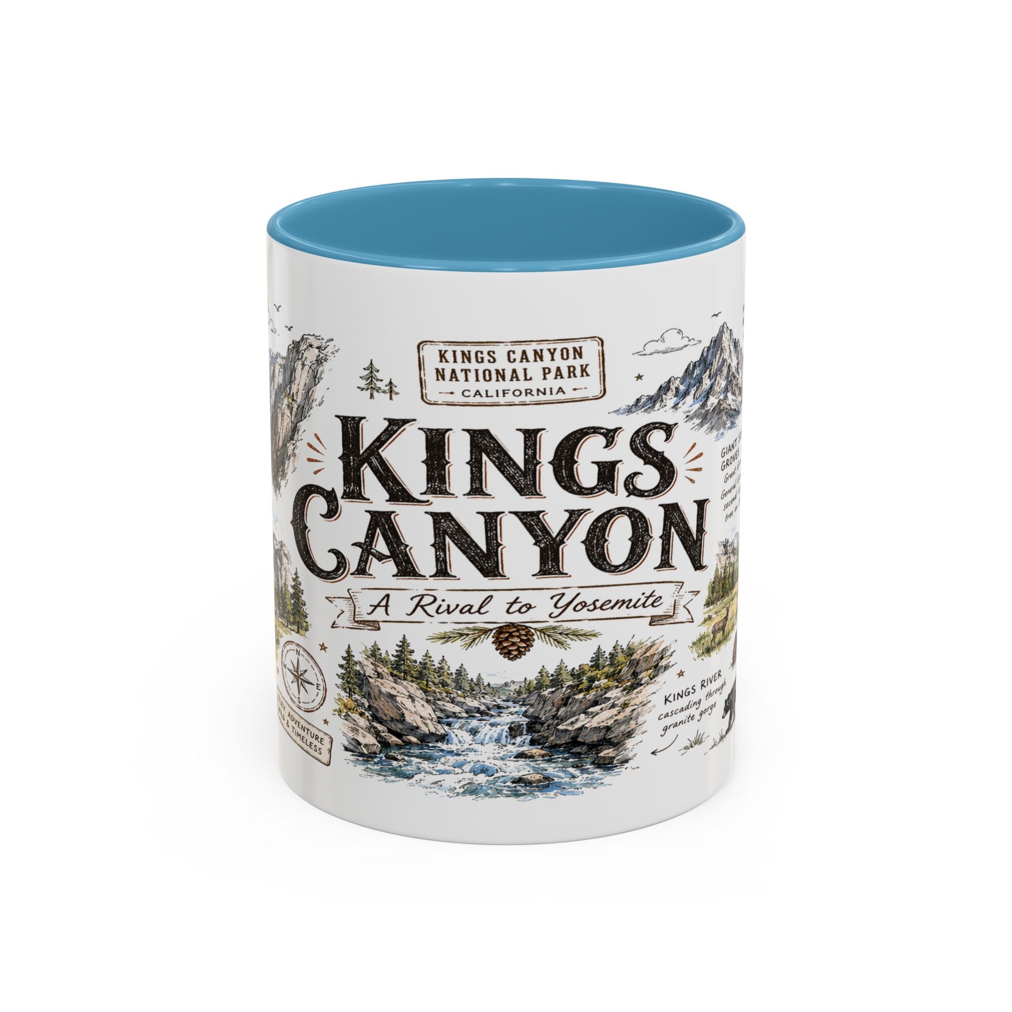 Kings Canyon National Park Coffee Mug | California Sierra Nevada Sequoia Gift | Accent Color Ceramic 11oz 15oz