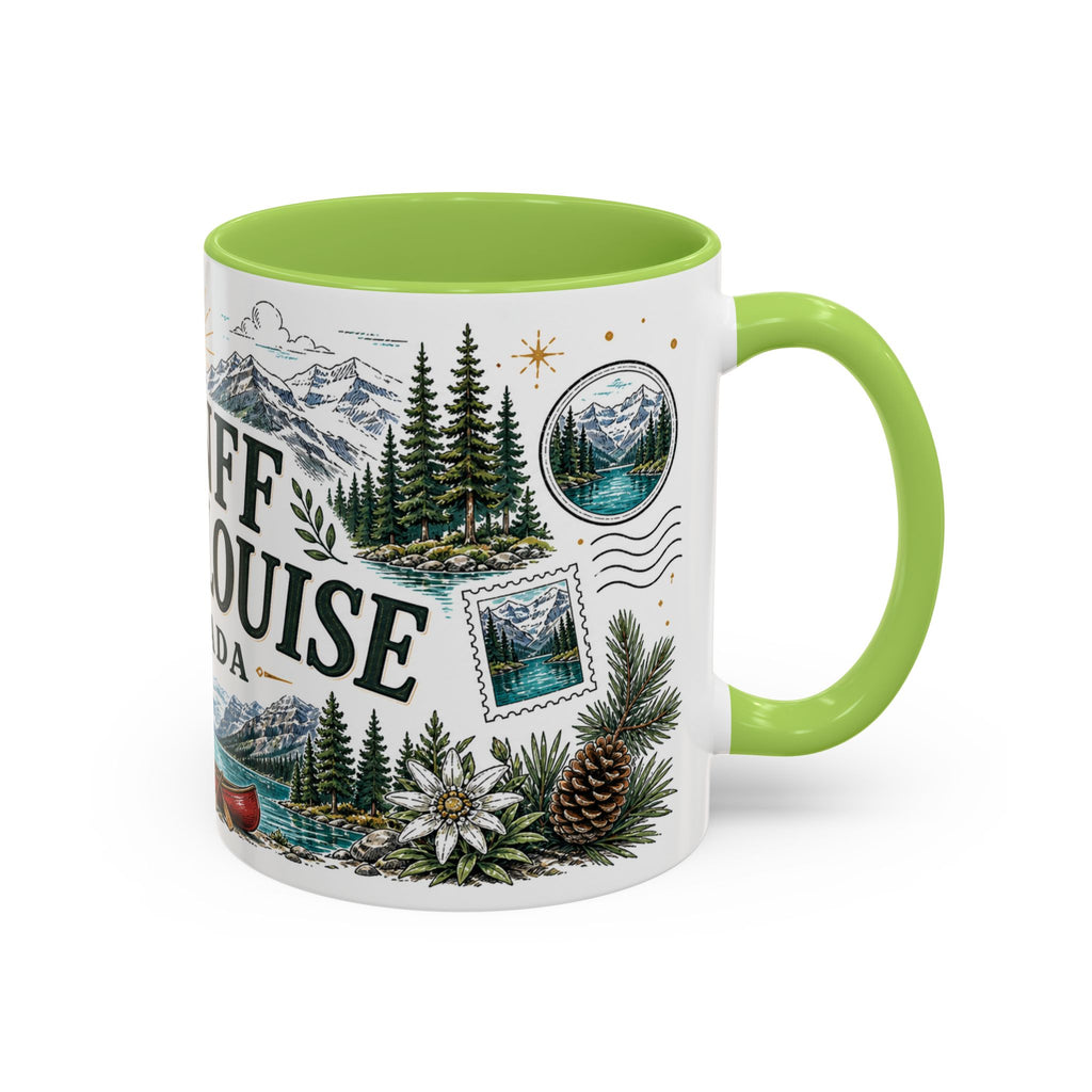 Banff Lake Louise Coffee Mug | Travel Destination Souvenir Gift | Accent Color Ceramic 11oz 15oz