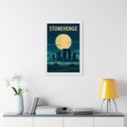 Stonehenge United Kingdom Framed Poster | Vintage Travel Wall Art | Black Walnut White Frame | 16x24 20x30