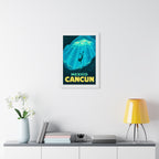 Cancún Cenote Mexico Framed Poster | Vintage Travel Wall Art | Black Walnut White Frame | 16x24 20x30
