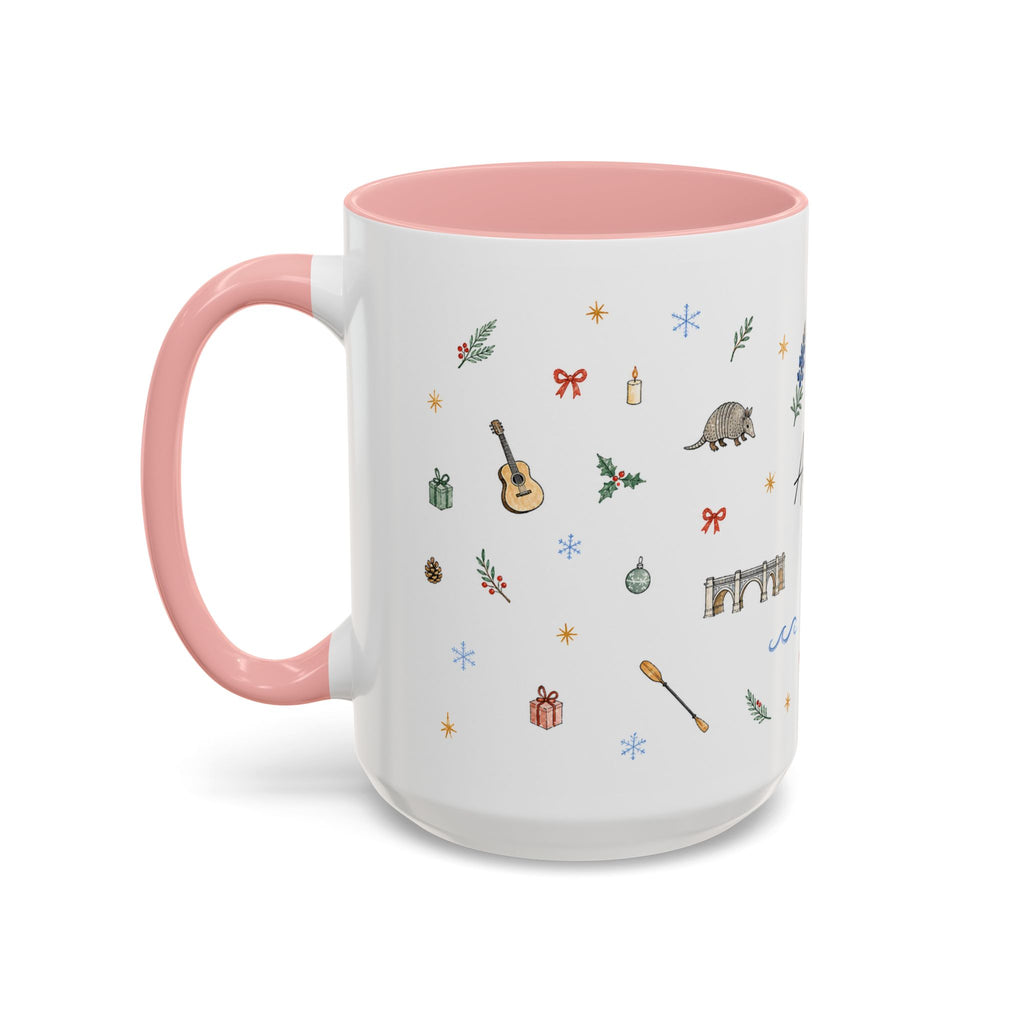 Austin Christmas Mug | Watercolor Travel Souvenir | Holiday Gift | Accent Ceramic Coffee Cup 11oz 15oz