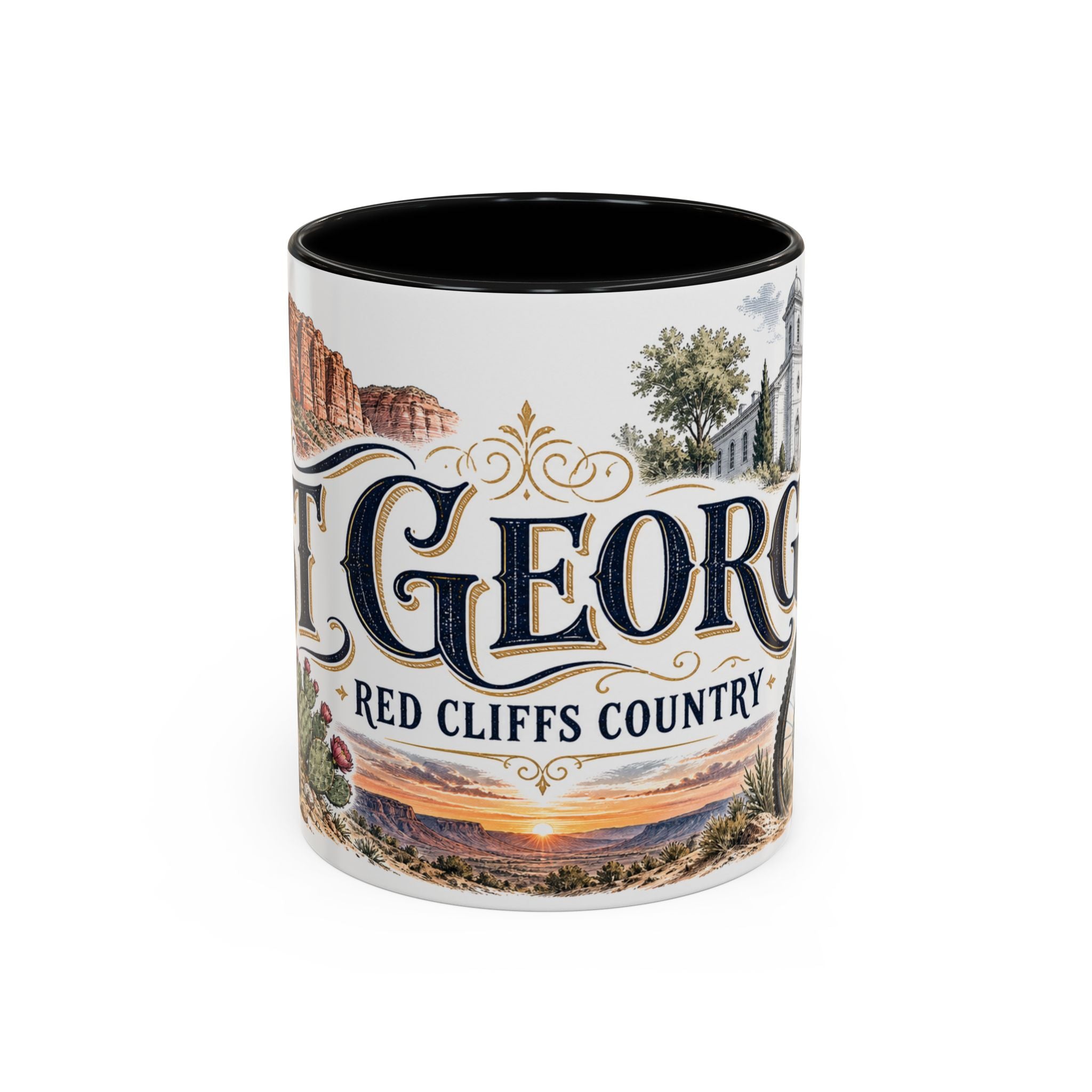 St George Coffee Mug | United States Travel Souvenir | Vintage Illustrated City Gift | 11 oz 15 oz Accent Mug