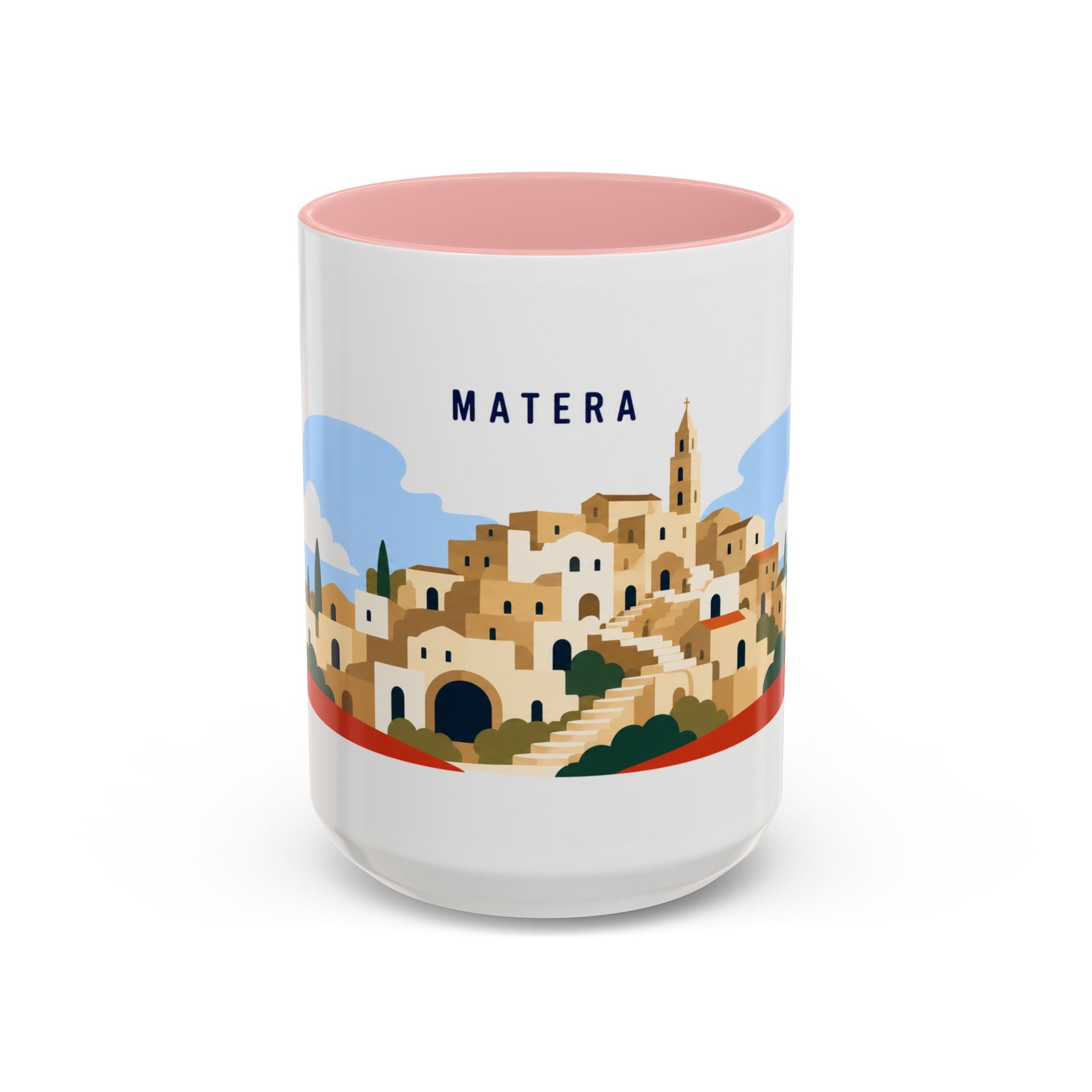 Matera Coffee Mug | Travel Destination Souvenir Gift | Accent Color Ceramic 11oz 15oz