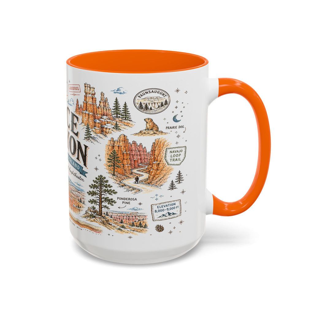 Bryce Canyon Coffee Mug | National Park Hiking Utah Gift | Accent Color Ceramic 11oz 15oz